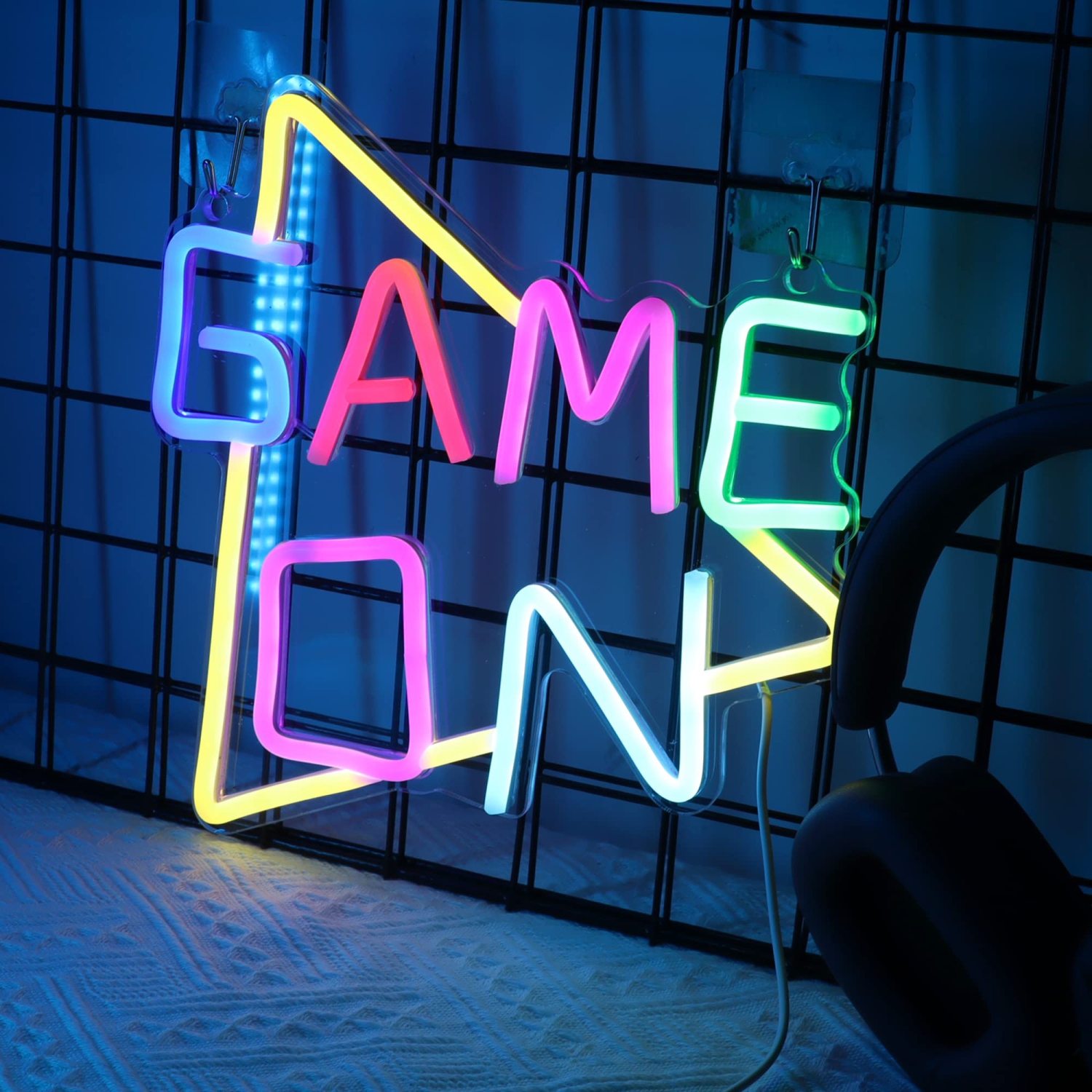 Game On Neon Signs for Gamer Room Decor, Light up Colorful LED Bedside Wall Lamps with USB Powered, Best Birthday Bedroom Creative Gifts for Boys,