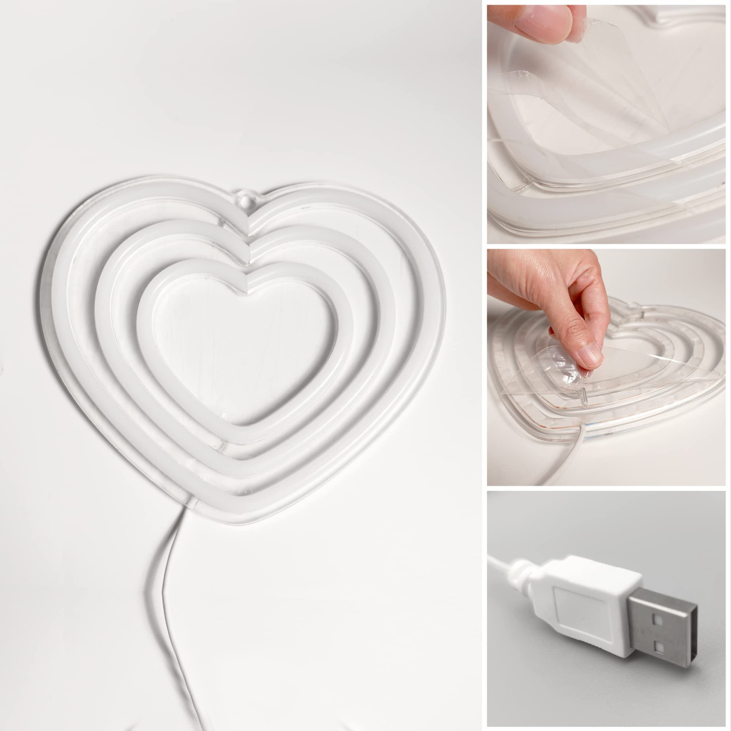 Heart Acrylic Neon Sign, Blue Pink LED Art Lamp with USB Powered, Love Shaped Colorful Neon Light for Girl's Room, Party, Lover, Valentine's Day,