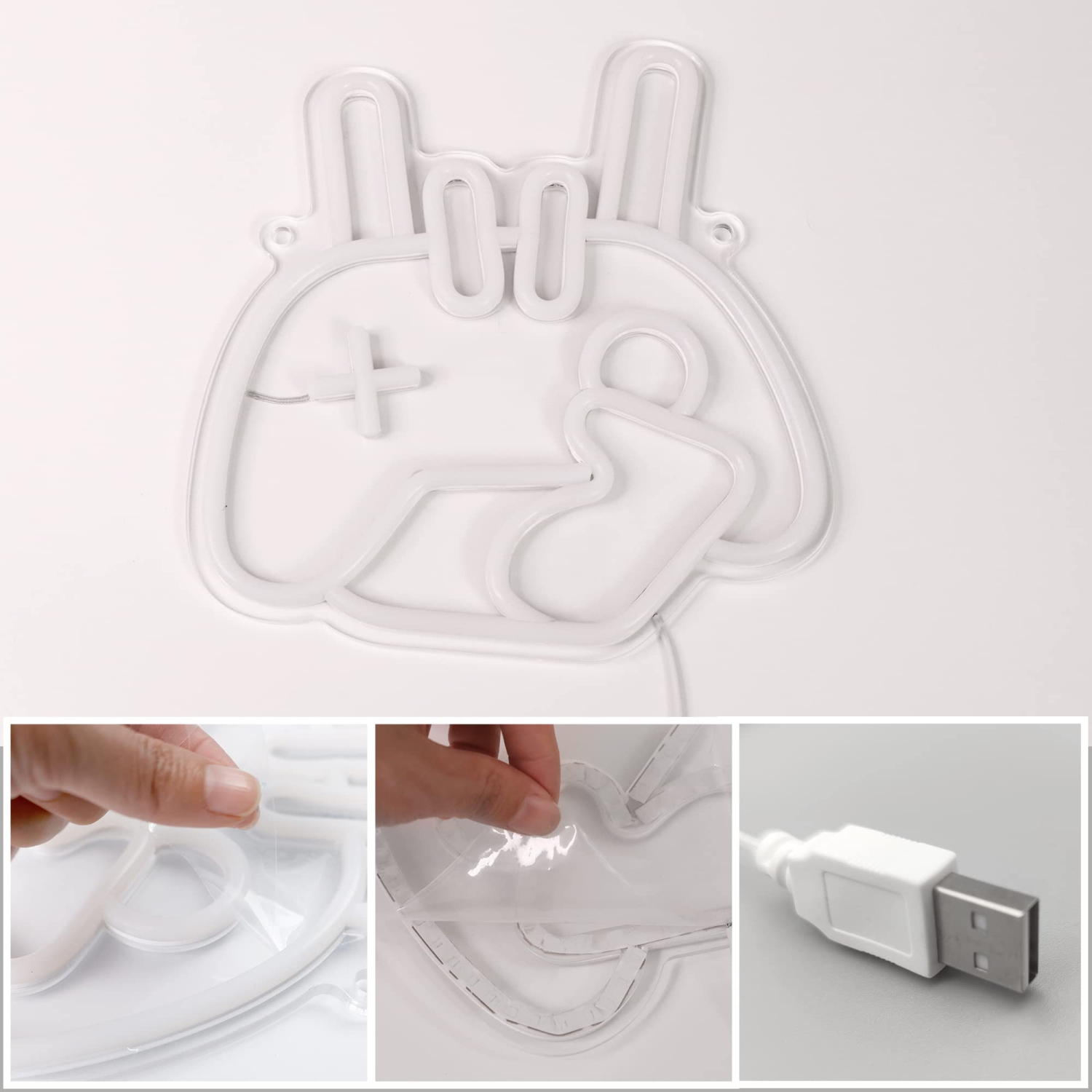 Light up Game Rock Hand Shaped Neon Signs, Acrylic Neon Lights with USB Powered, LED Wall Decor for Teen Boys Gaming Room Birthday Party Gifts