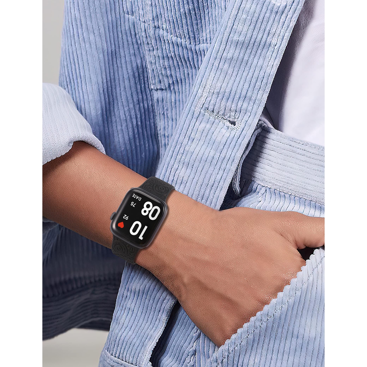 Paquet de 3 40&nbsp;mm bracelets compatibles avec le bracelet 41&nbsp;mm pour femmes en silicone souple et en fleur gravé au laser pour iWatch Series