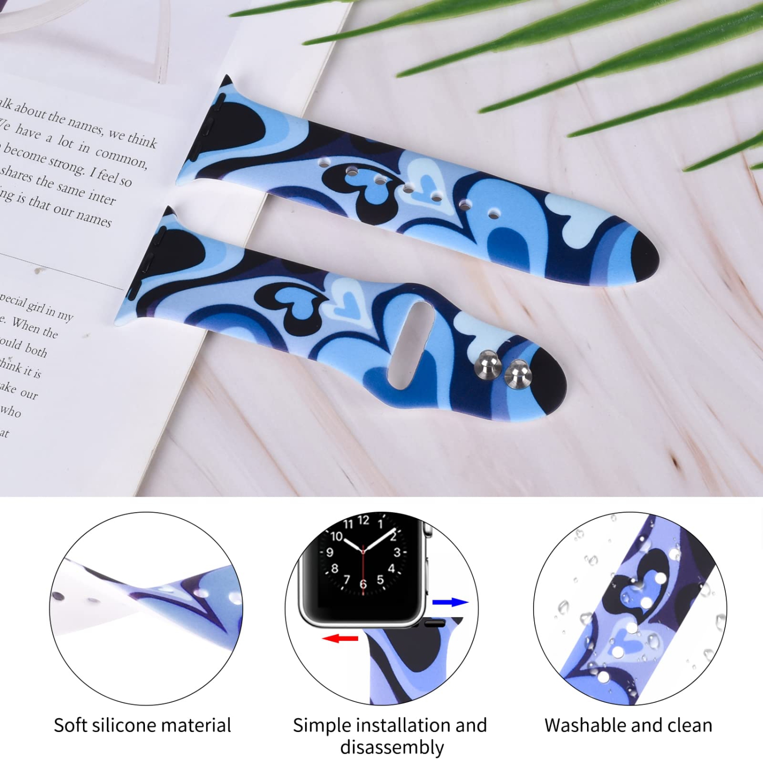 Apple Watch Band 38mm 40mm 41mm for Women Men, Soft Silicone Replacement Strap Sport Band for iWatch Band Series SE/SE 2/9/8/7/6/5/4/3/2/1