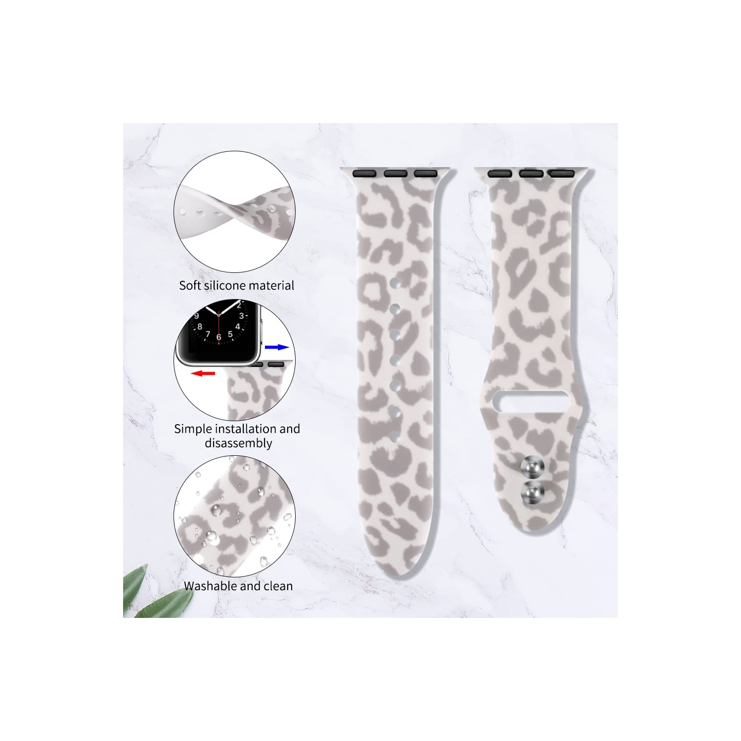 Apple Watch Band 38mm 40mm 41mm for Women Men, Soft Silicone Replacement Strap Sport Band for iWatch Band Series SE/SE 2/9/8/7/6/5/4/3/2/1