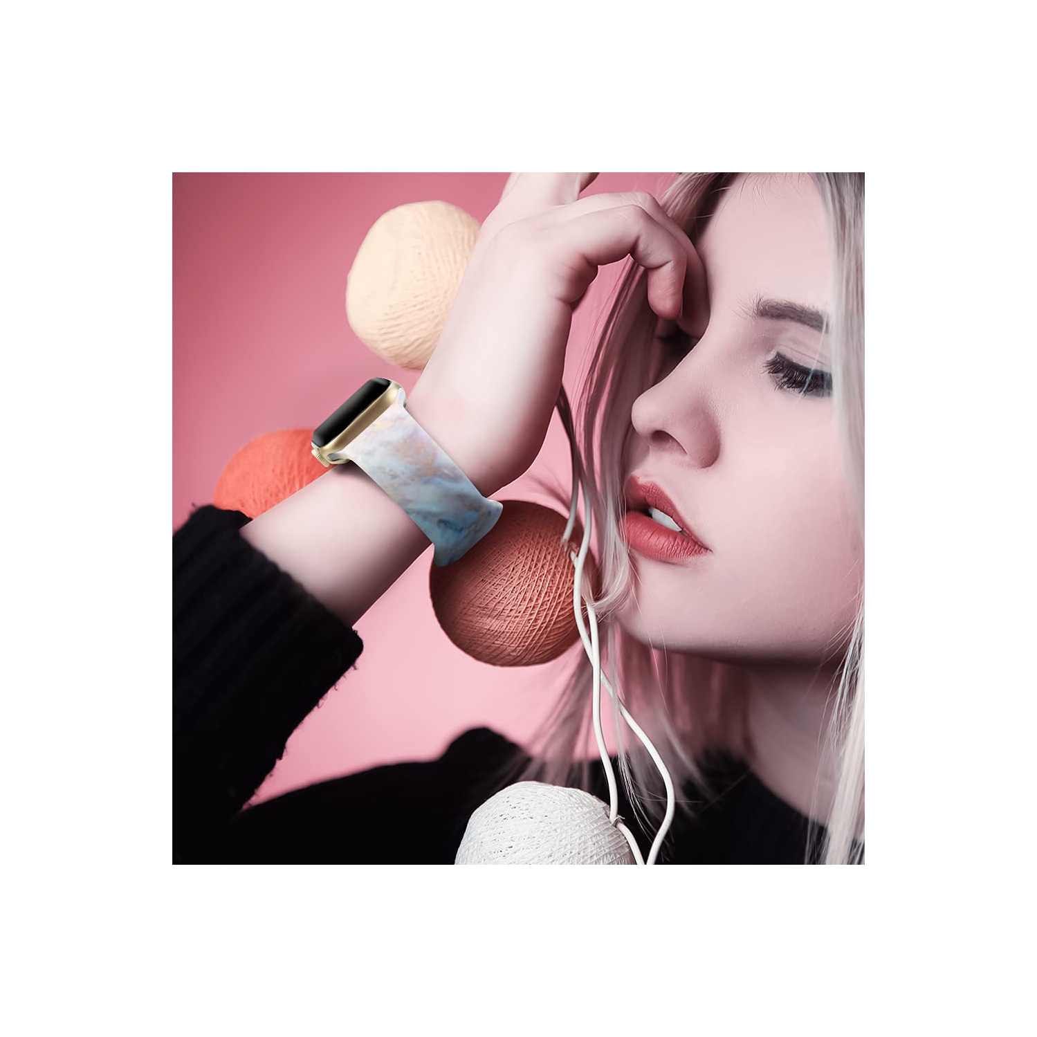 Apple Watch Band 38mm 40mm 41mm for Women Men, Soft Silicone Replacement Strap Sport Band for iWatch Band Series SE/SE 2/9/8/7/6/5/4/3/2/1