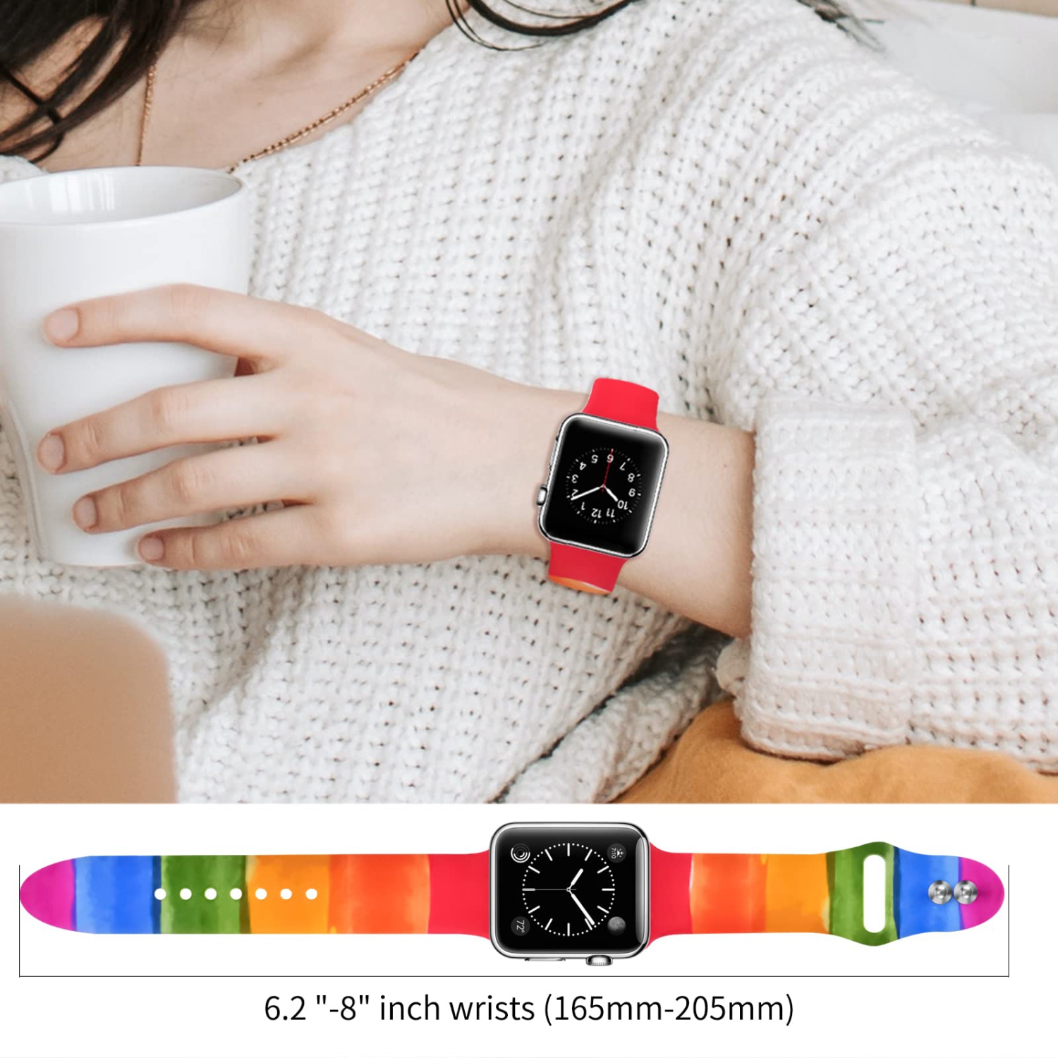 Apple Watch Band 38mm 40mm 41mm for Women Men, Soft Silicone Replacement Strap Sport Band for iWatch Band Series SE/SE 2/9/8/7/6/5/4/3/2/1