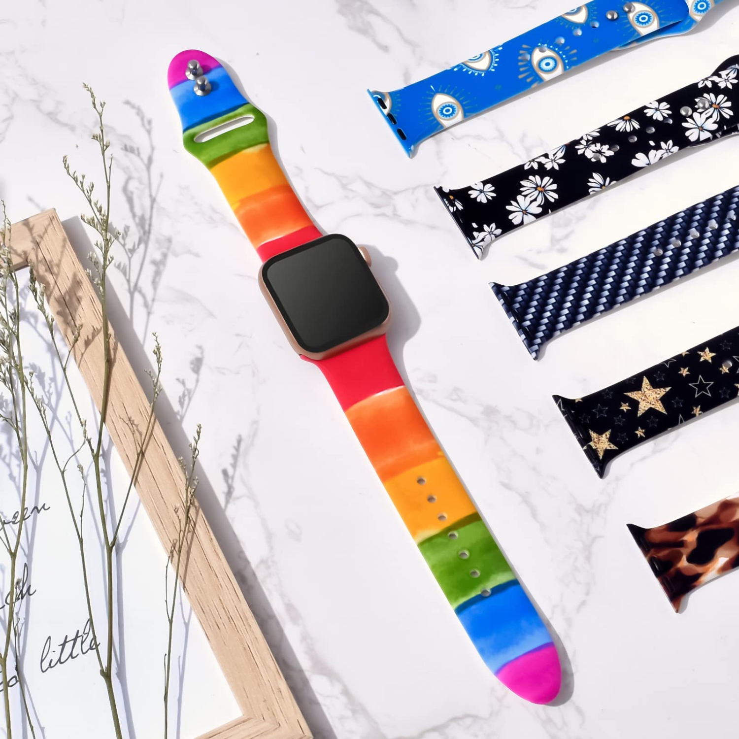 Apple Watch Band 38mm 40mm 41mm for Women Men, Soft Silicone Replacement Strap Sport Band for iWatch Band Series SE/SE 2/9/8/7/6/5/4/3/2/1