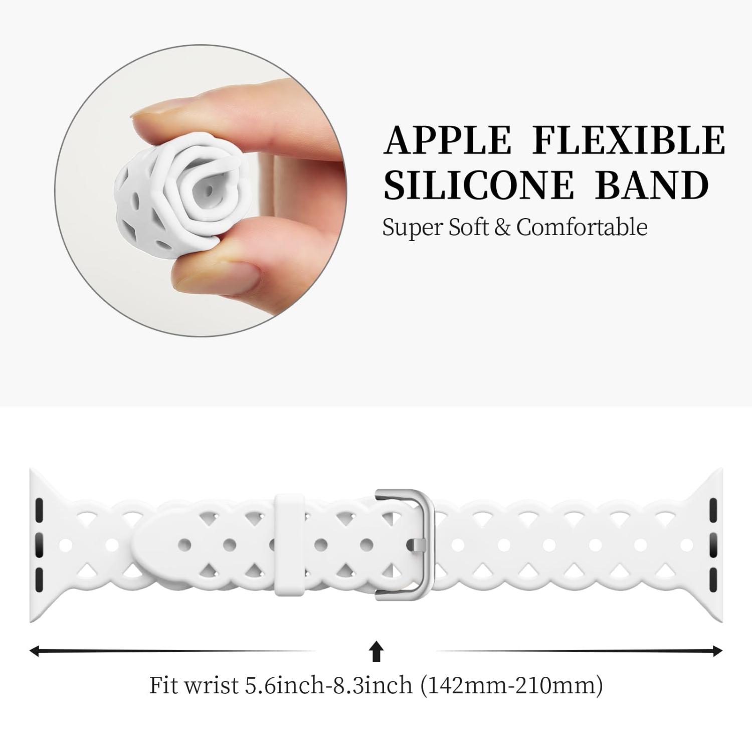 Lace Silicone Bands Compatible with Apple Watch Band 42mm 44mm 45mm 49mm for Women Men, Hollow-Out Design Wristbands Soft Sport Straps for iWatch