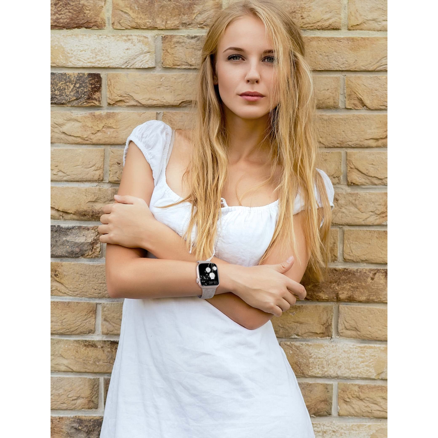 2 Packs Compatible with Apple Watch Band 41mm 40mm 38mm Women Girls Silicone Dressy Floral Engraved Strap Sunflower Wildflower Sport Bracelet for