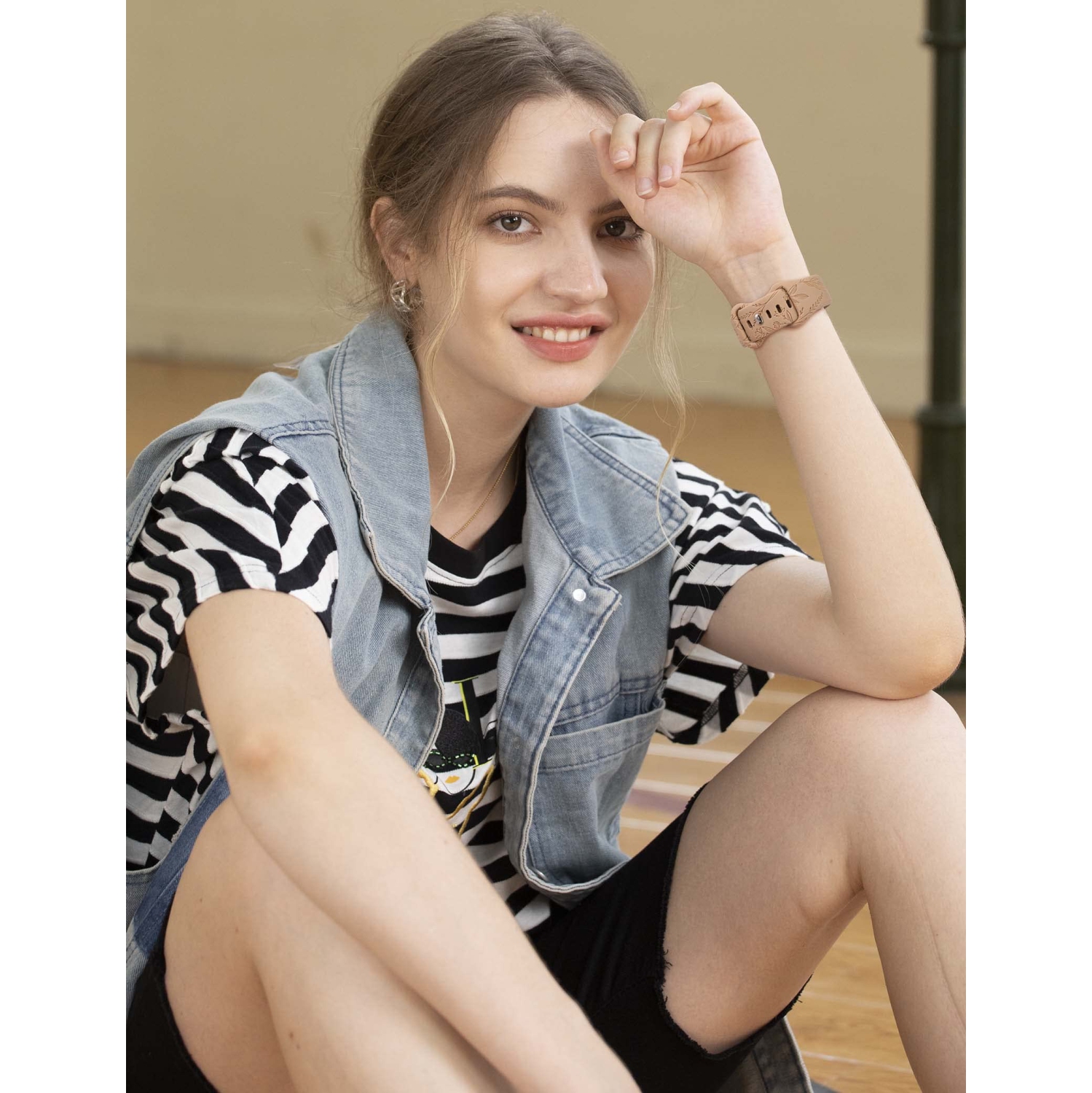 2 Packs Compatible with Apple Watch Band 42mm 44mm 45mm 49mm Women Girls Silicone Dressy Sunflower Floral Engraved Strap Sport Bracelet for iWatch