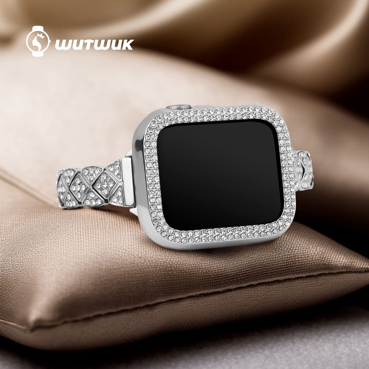 Bracelet pour Apple Watch 44&nbsp;mm avec boîtier, Bracelet bijoux et bracelets en métal pour Apple Watch Series 8 se 7 6 5 4 3 2 1&nbsp;mm