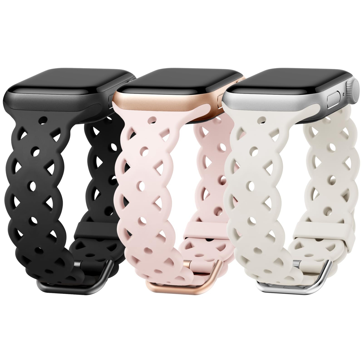 Bracelets en silicone en dentelle compatibles avec le bracelet Apple Watch 40&nbsp;mm 41&nbsp;mm pour femmes de 38&nbsp;mm, bracelets sport à