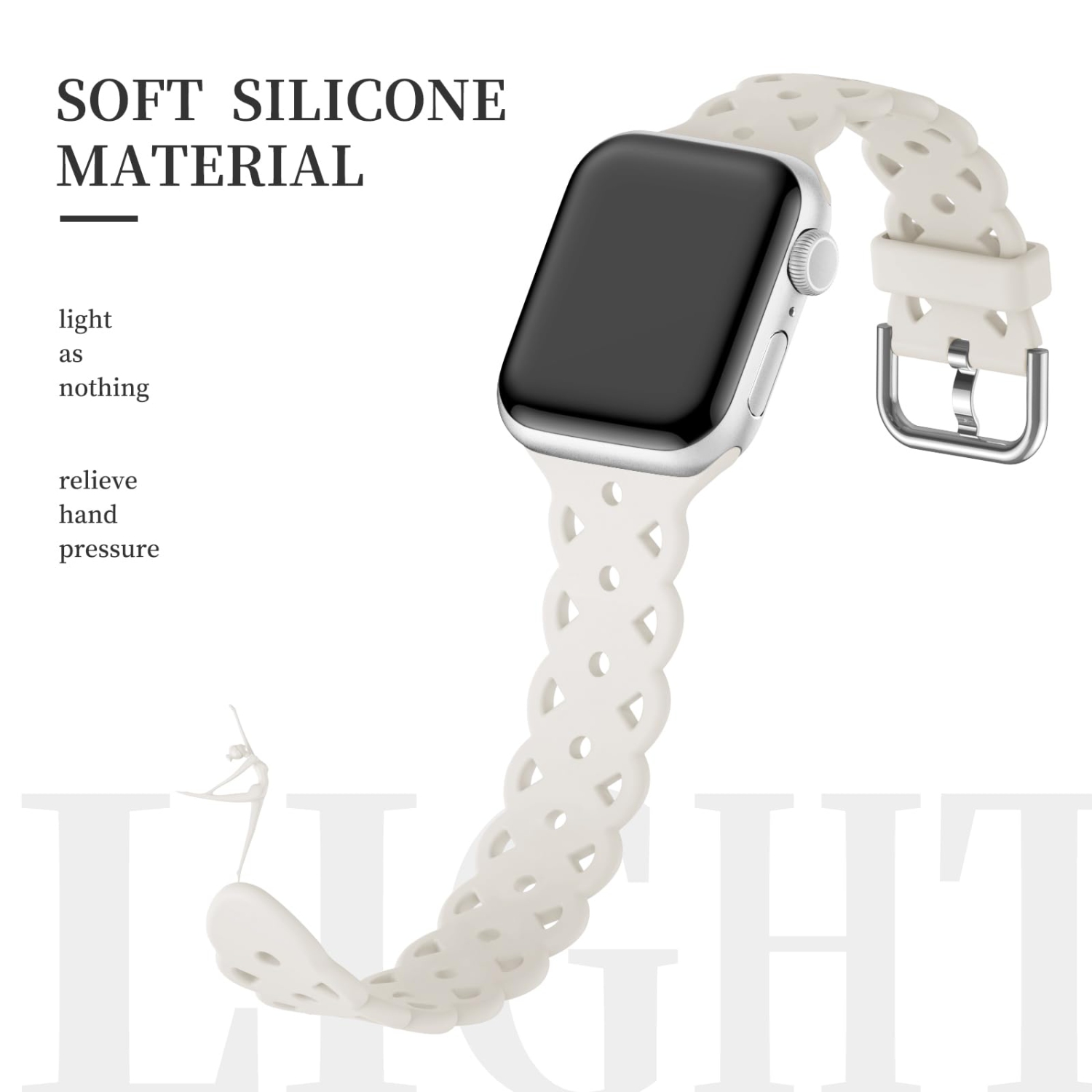 Bracelets en silicone en dentelle compatibles avec le bracelet Apple Watch 40&nbsp;mm 41&nbsp;mm pour femmes de 38&nbsp;mm, bracelets sport à