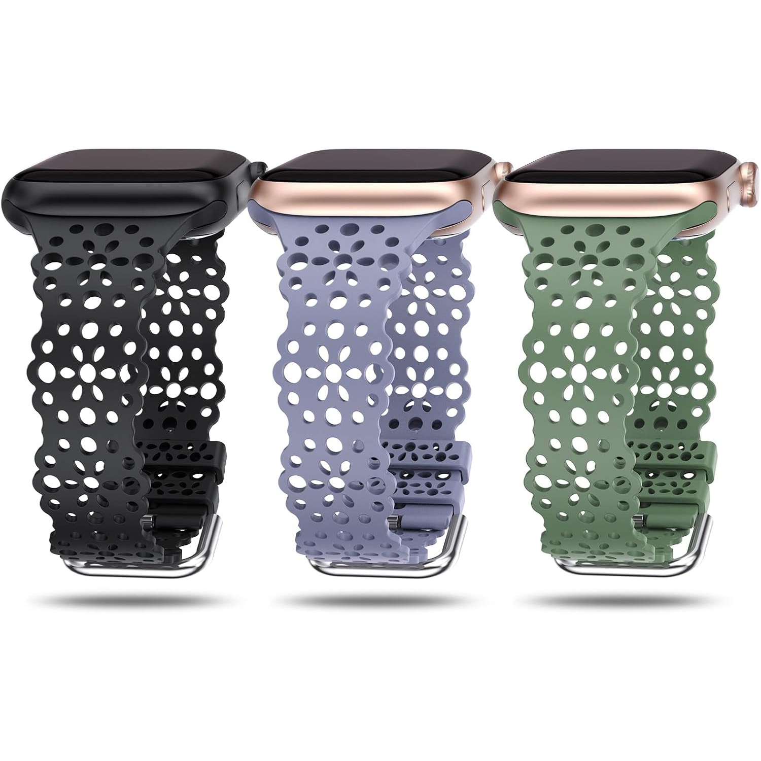 Bracelets en silicone en dentelle compatibles avec le bracelet Apple Watch 40&nbsp;mm 41&nbsp;mm pour femmes de 38&nbsp;mm, bracelets sport à