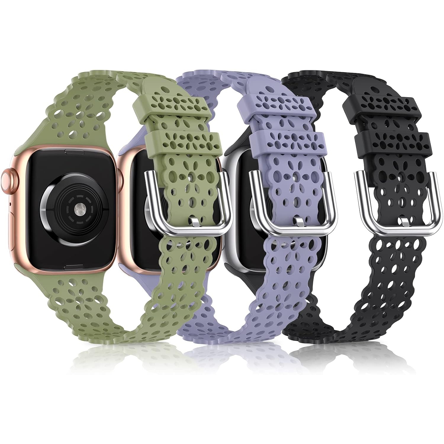 Bracelets en silicone en dentelle compatibles avec le bracelet Apple Watch 40 mm 41 mm pour femmes de 38 mm, bracelets sport à