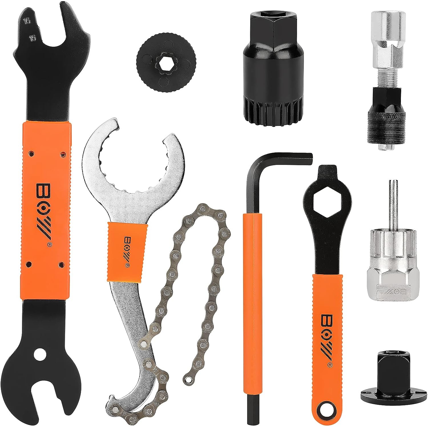 Bike Tool Kit, Including Bicycle Crank Removal Tool, 3 in 1 Bike Cassette Removal Tool, Bottom Bracket Remover, Rotor Lockring Removal Tool, Bike