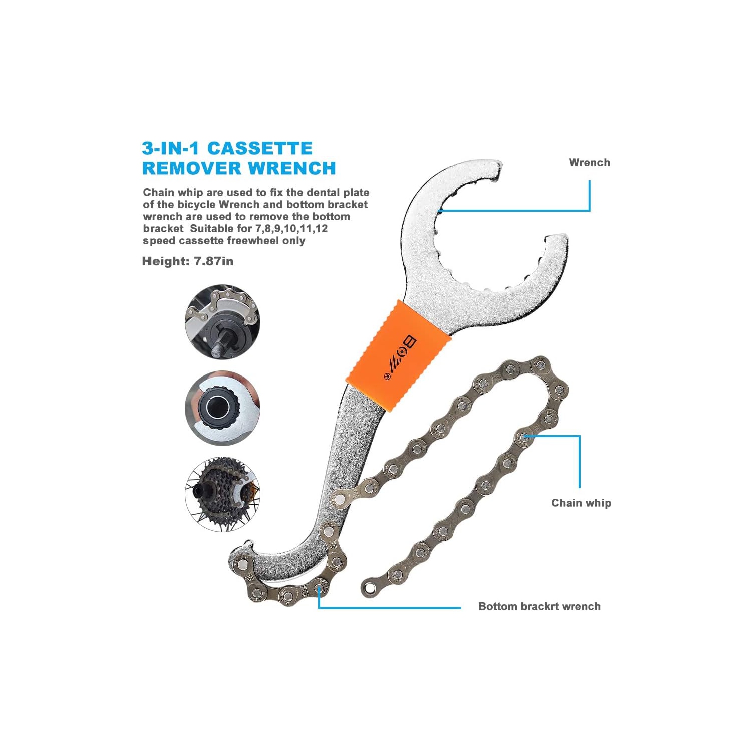 Bike Tool Kit, Including Bicycle Crank Removal Tool, 3 in 1 Bike Cassette Removal Tool, Bottom Bracket Remover, Rotor Lockring Removal Tool, Bike