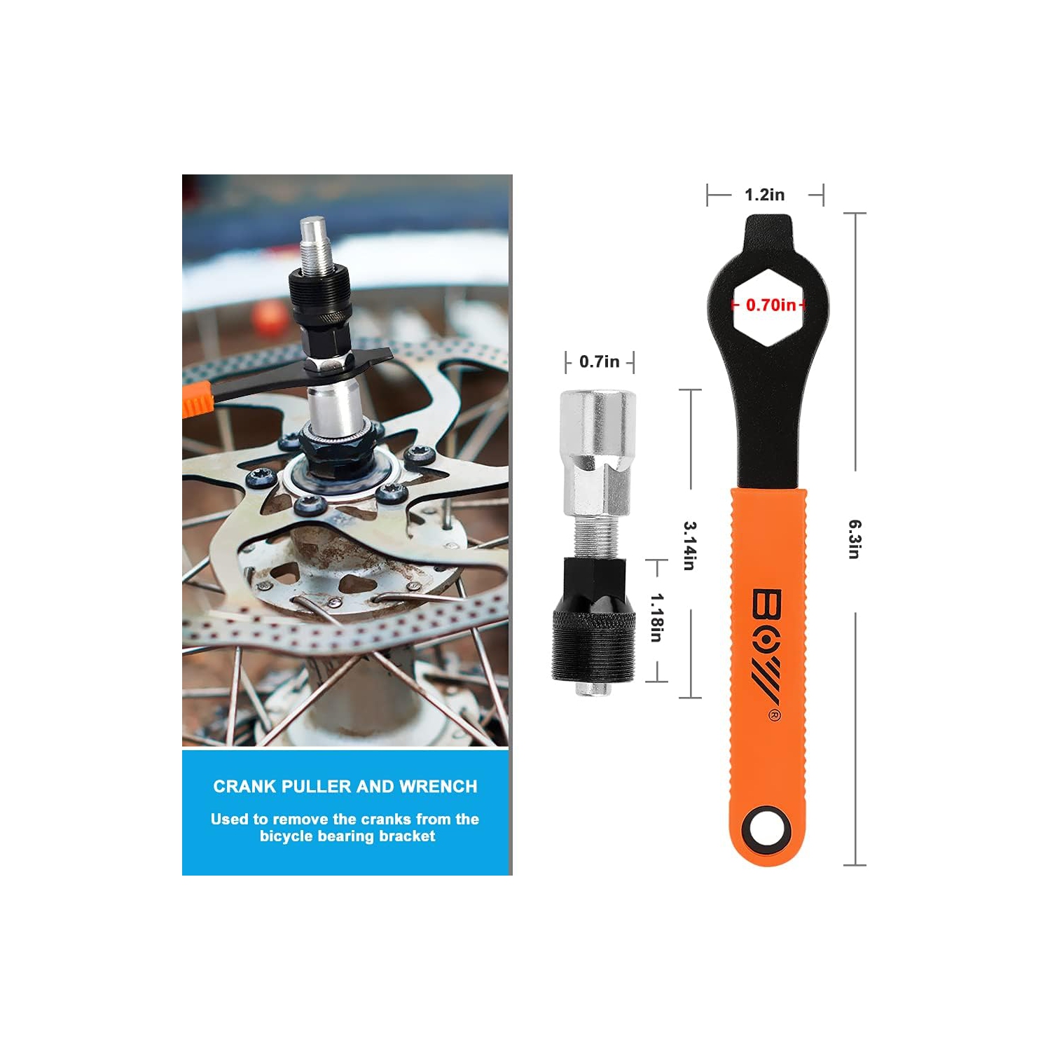 Bike Tool Kit, Including Bicycle Crank Removal Tool, 3 in 1 Bike Cassette Removal Tool, Bottom Bracket Remover, Rotor Lockring Removal Tool, Bike