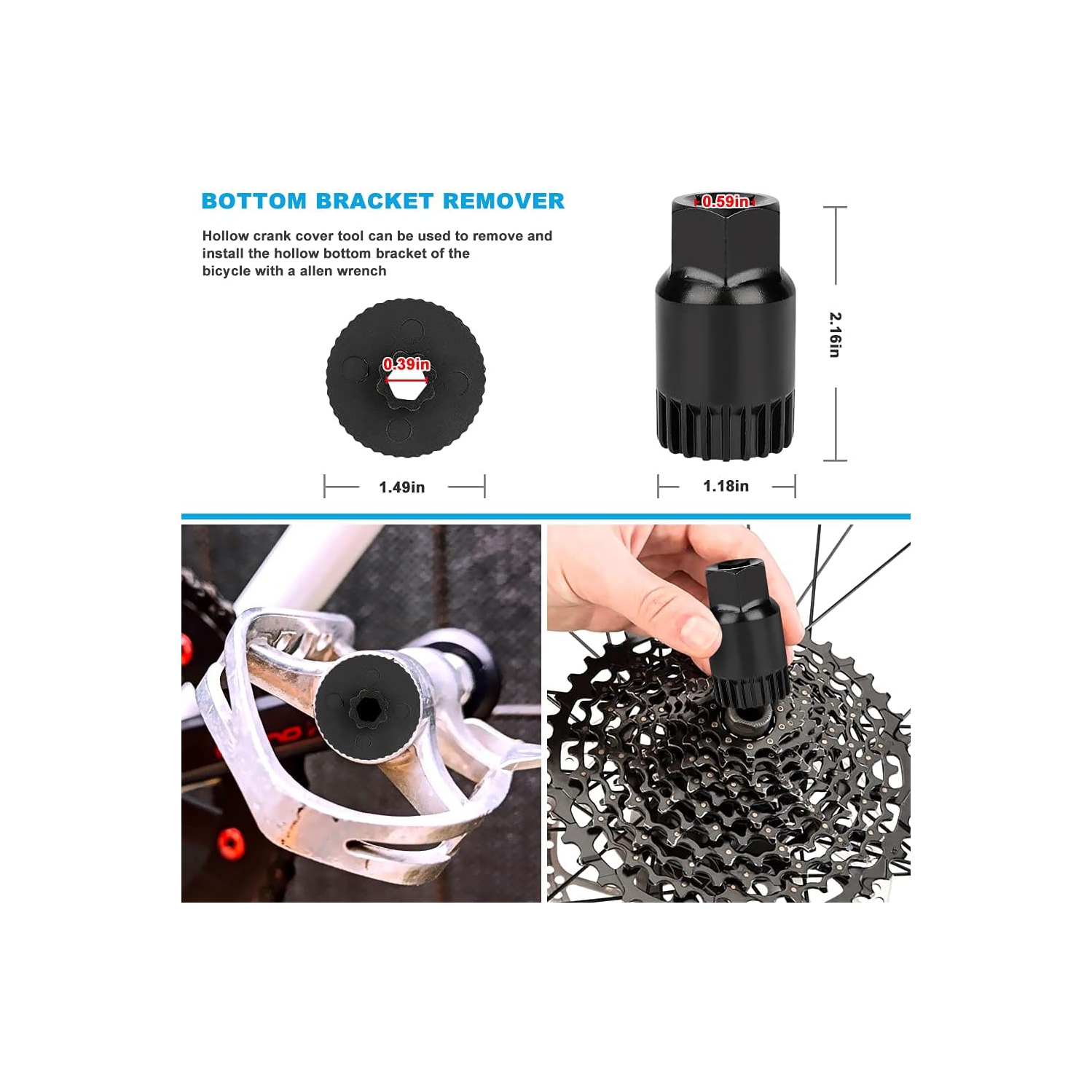 Bike Tool Kit, Including Bicycle Crank Removal Tool, 3 in 1 Bike Cassette Removal Tool, Bottom Bracket Remover, Rotor Lockring Removal Tool, Bike