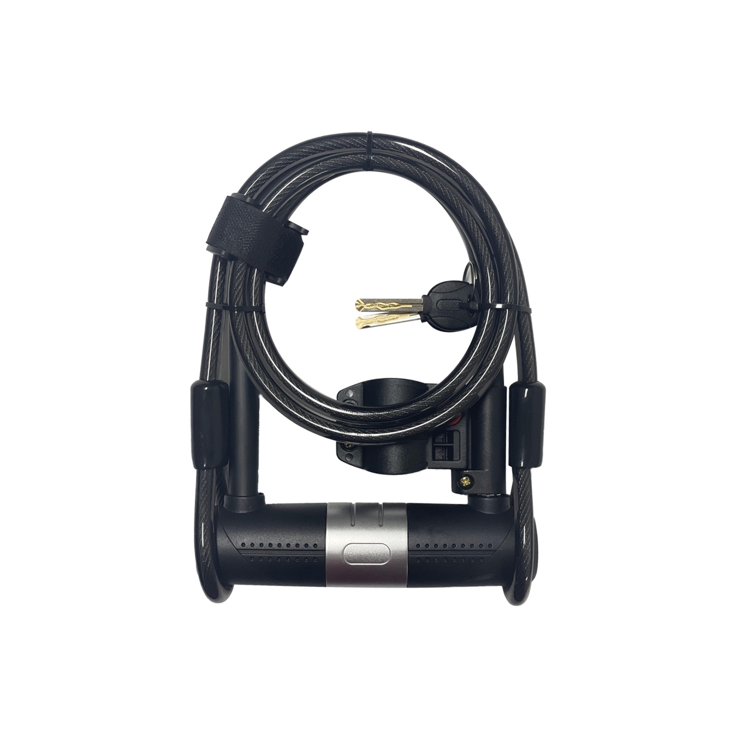 Verrou de vélo robuste à arceau en U 14&nbsp;mm et câble 10&nbsp;mm x 1,8&nbsp;m avec support de fixation pour vélo de montagne pliable et