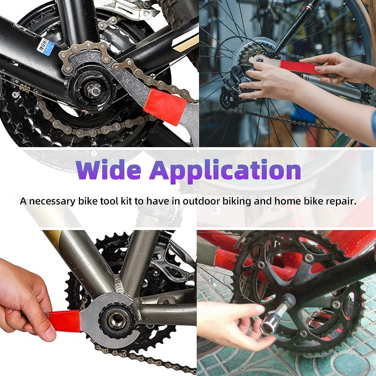 7 Pcs Bicycle Bike Repair Tool Assortment Kit, 3 in 1 Multi Bike Cassette Removal with Chain Whip, Auxiliary Wrench, Bracket Removal, Crank Puller