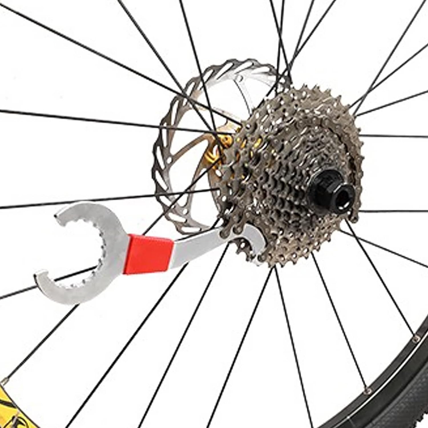 7 Pcs Bicycle Bike Repair Tool Assortment Kit, 3 in 1 Multi Bike Cassette Removal with Chain Whip, Auxiliary Wrench, Bracket Removal, Crank Puller