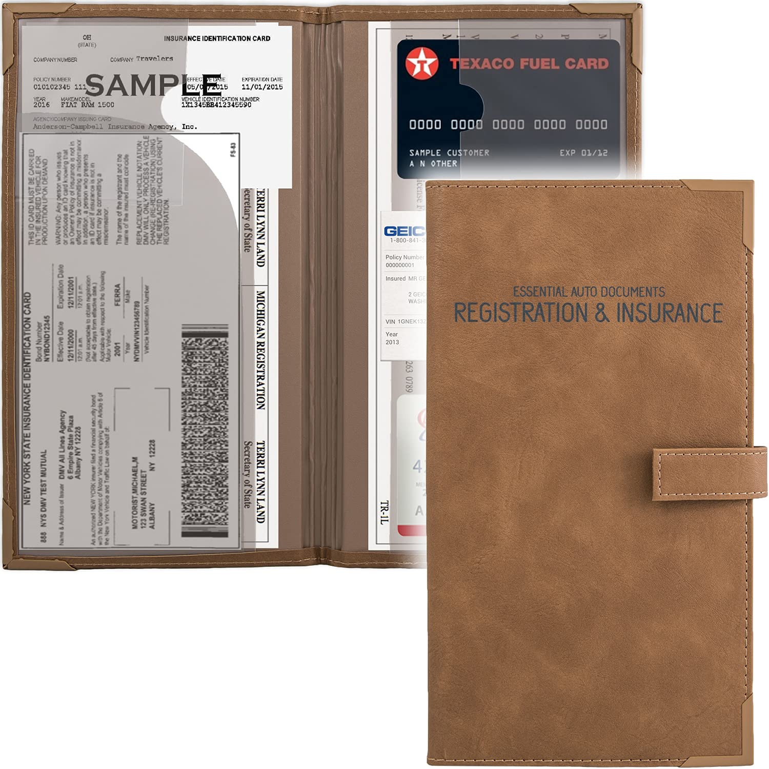 Auto Insurance and Registration Card Holder - Vehicle Glove Box Document Organizer - Car Essential Paperwork Holder for DMV, AAA, Contact Information