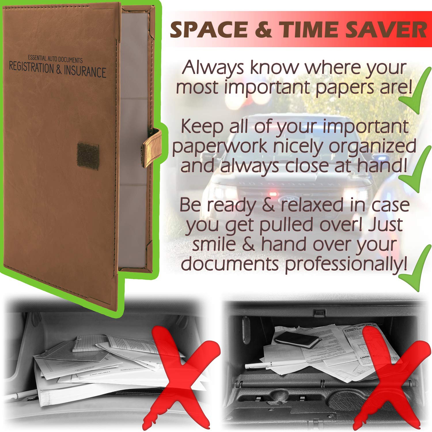 Auto Insurance and Registration Card Holder - Vehicle Glove Box Document Organizer - Car Essential Paperwork Holder for DMV, AAA, Contact Information