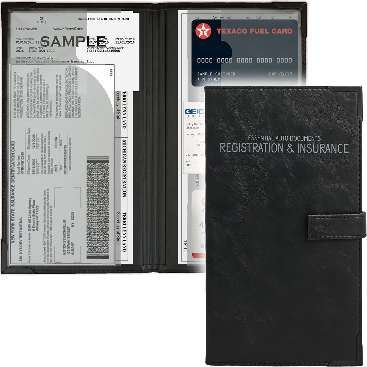 Auto Insurance and Registration Card Holder - Vehicle Glove Box Document Organizer - Car Essential Paperwork Holder for DMV, AAA, Contact Information