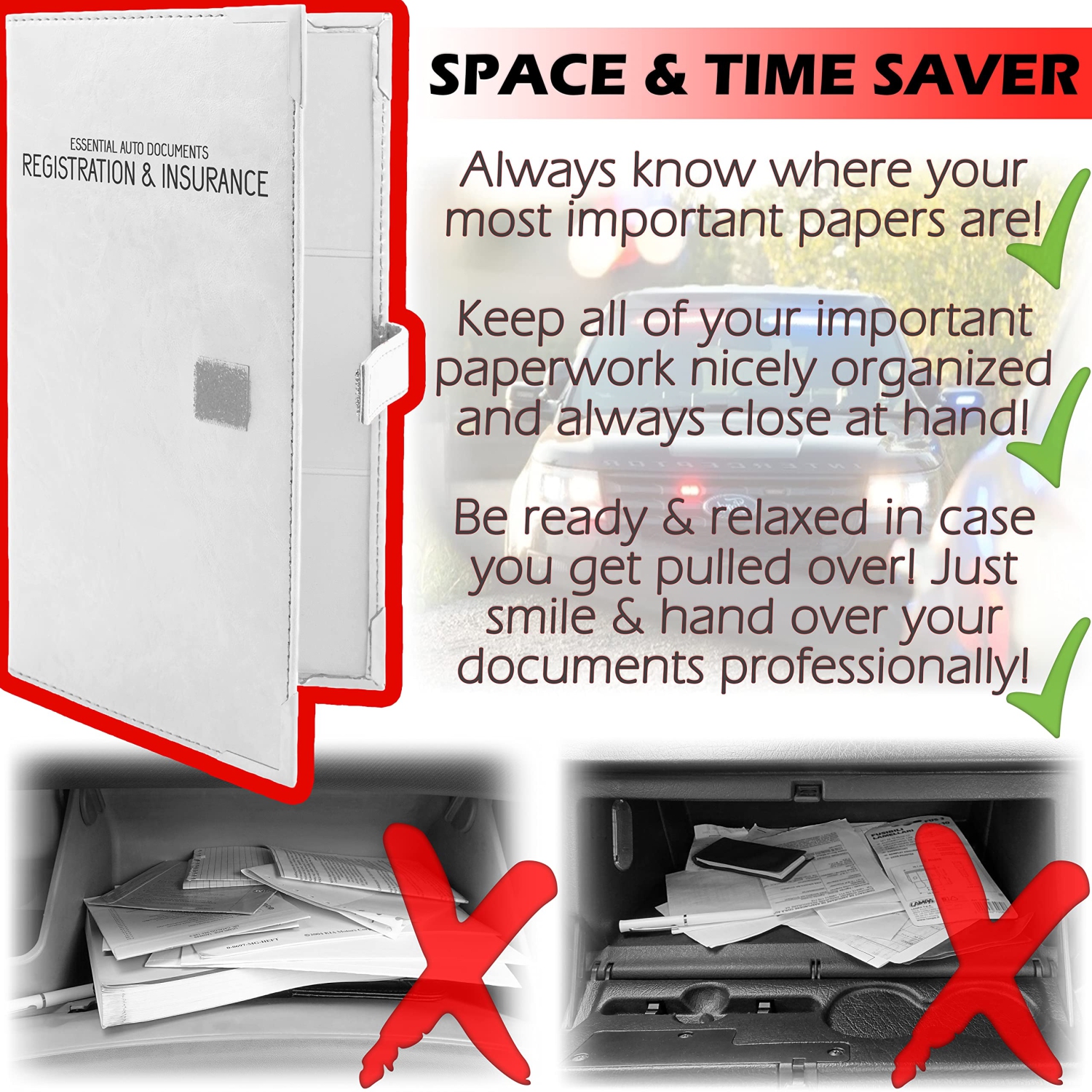 Auto Insurance and Registration Card Holder - Vehicle Glove Box Document Organizer - Car Essential Paperwork Holder for DMV, AAA, Contact Information