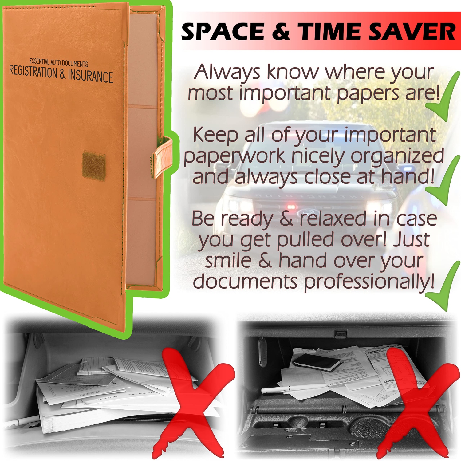 Assurance auto et porte-cartes d'enregistrement – Boîte à gants de rangement pour documents – Support de documents essentiels pour l'auto pour les