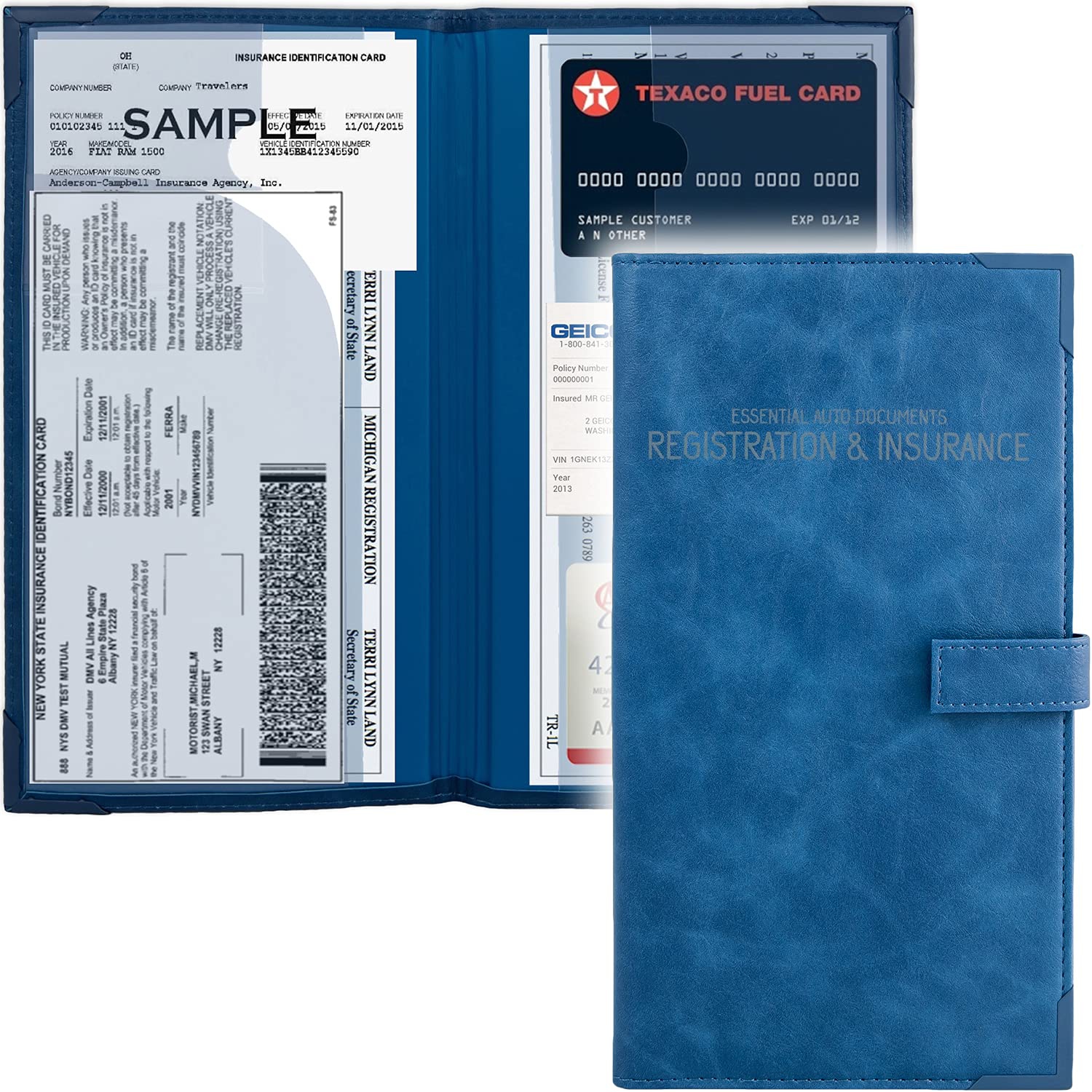 Auto Insurance and Registration Card Holder - Vehicle Glove Box Document Organizer - Car Essential Paperwork Holder for DMV, AAA, Contact Information