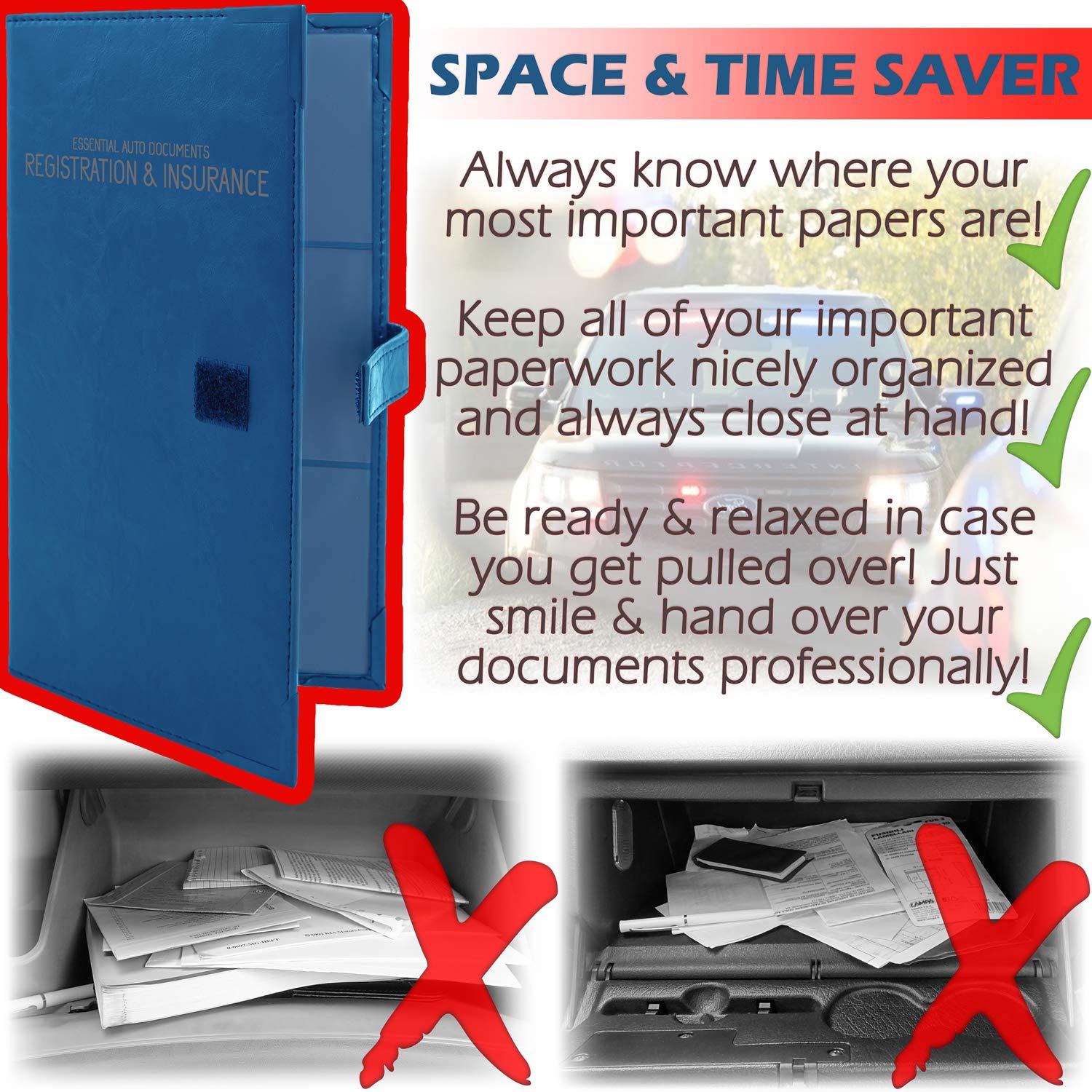 Auto Insurance and Registration Card Holder - Vehicle Glove Box Document Organizer - Car Essential Paperwork Holder for DMV, AAA, Contact Information