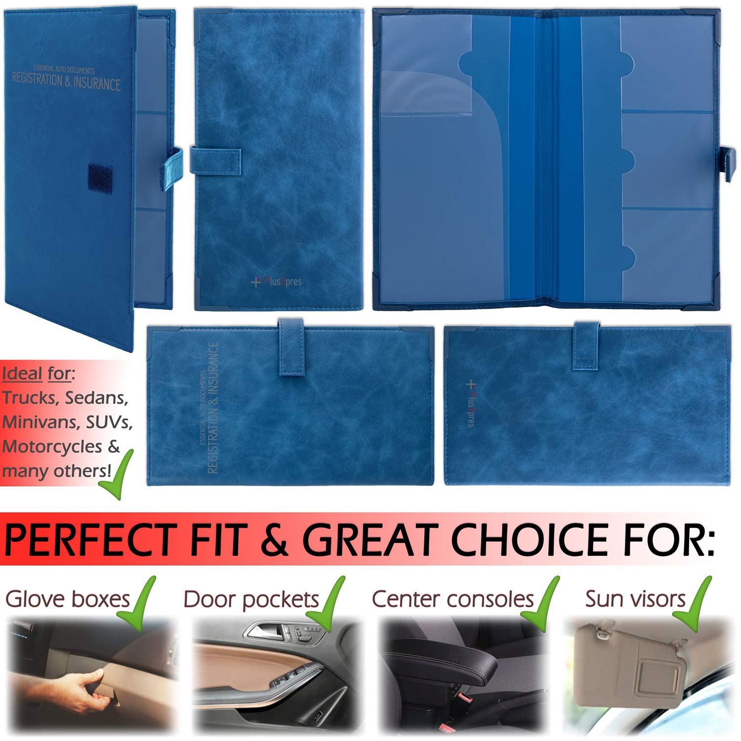 Auto Insurance and Registration Card Holder - Vehicle Glove Box Document Organizer - Car Essential Paperwork Holder for DMV, AAA, Contact Information