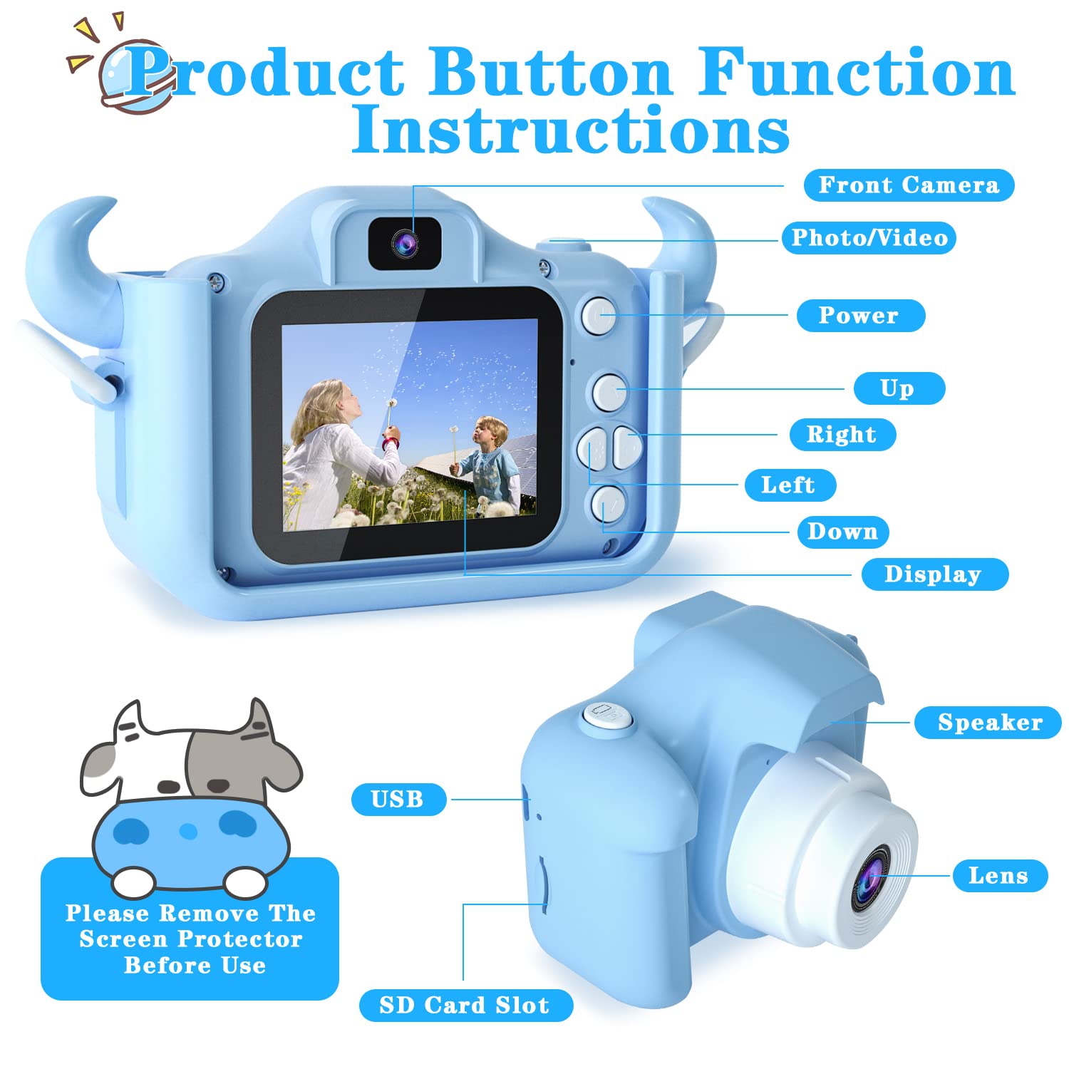 Kids Camera Toys for 9 10 11 12 Year Old Boys/Girls, Kids Digital Camera for Toddler with Video, Christmas Birthday Festival Gifts for Kids, Selfie