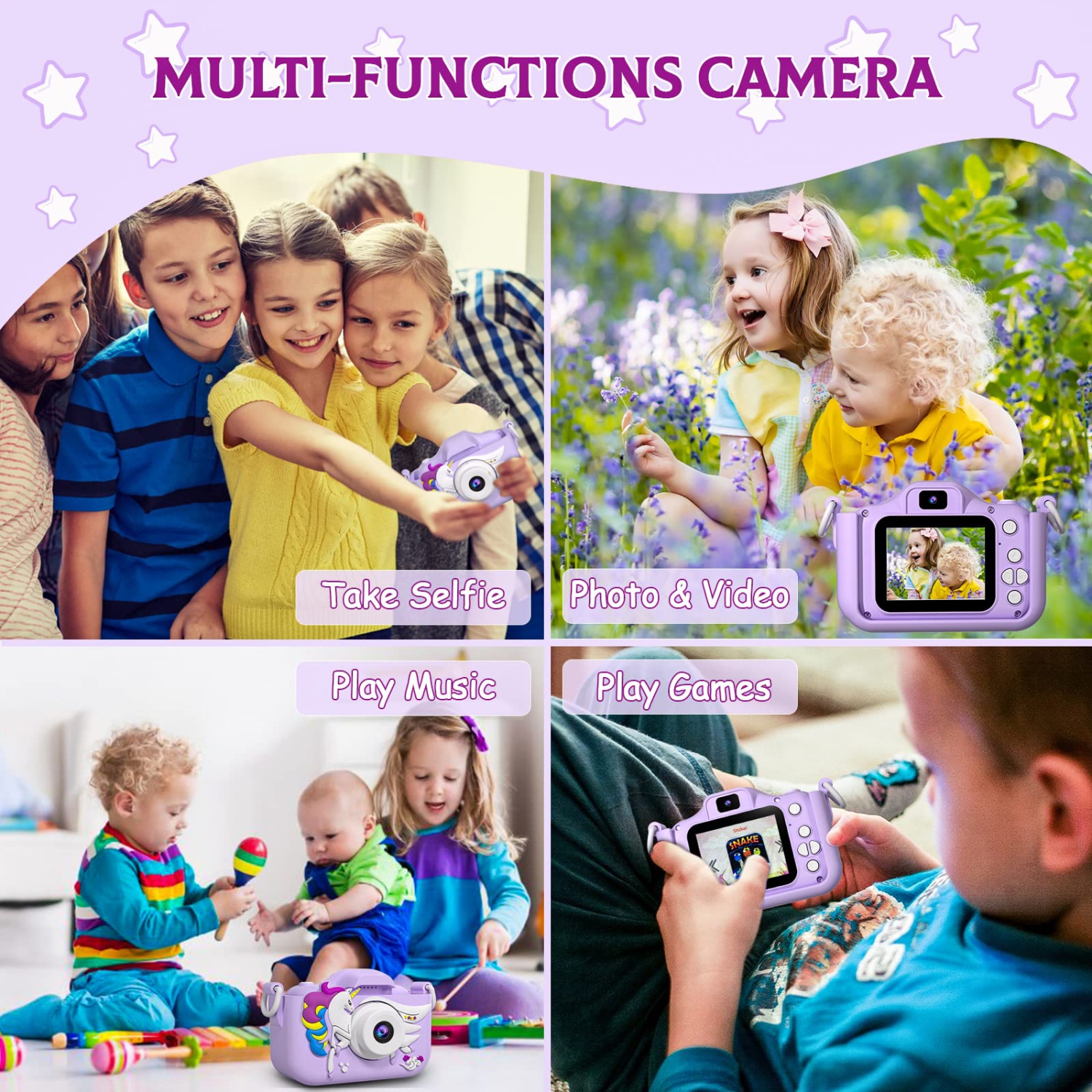 Kids Camera Toys for 3-12 Year Old Boys/Girls, Kids Digital Camera for Toddler with Video, Christmas Birthday Festival Gifts for Kids, Selfie Camera