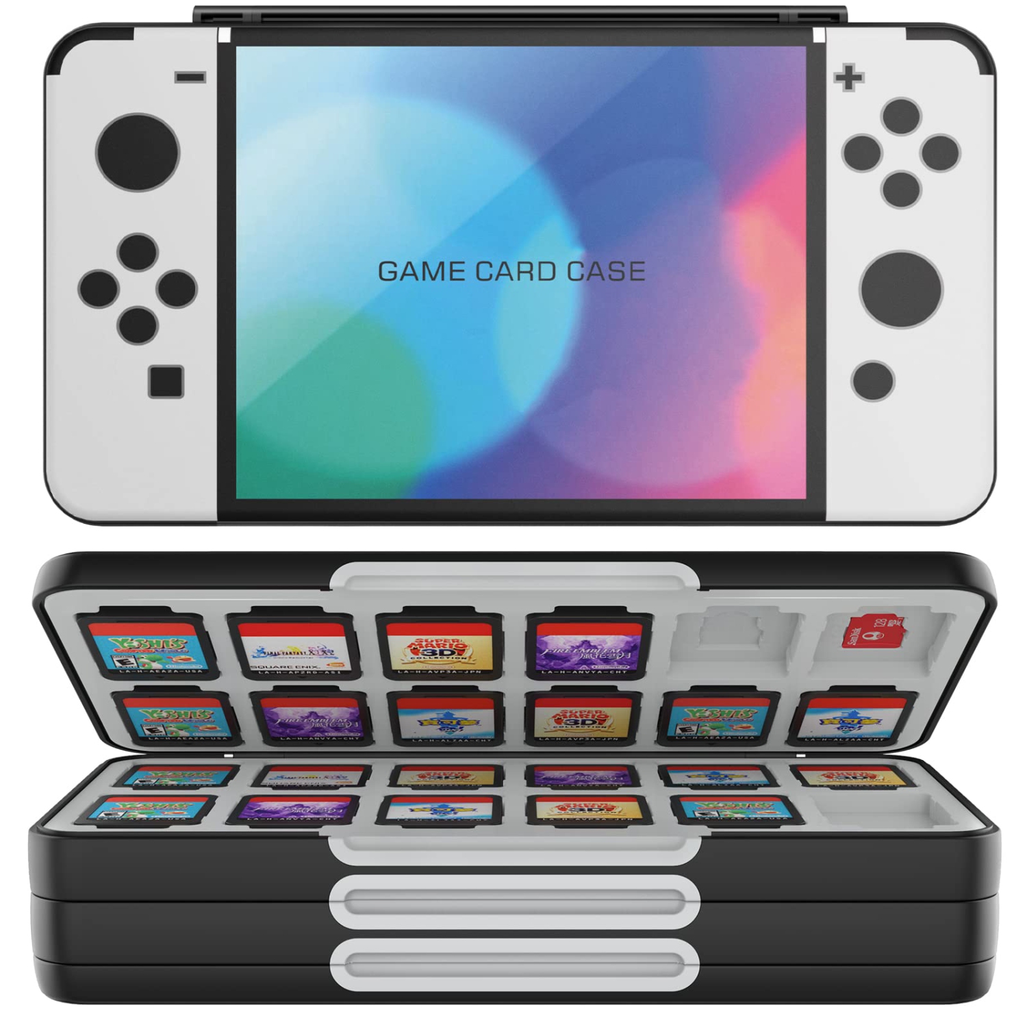 Game Card Case for Nintendo Switch/Switch OLED/Switch Lite,Custom Pattern Switch Game Card Storage with 72 Game Card Slots and 24 Micro SD Card Slots.