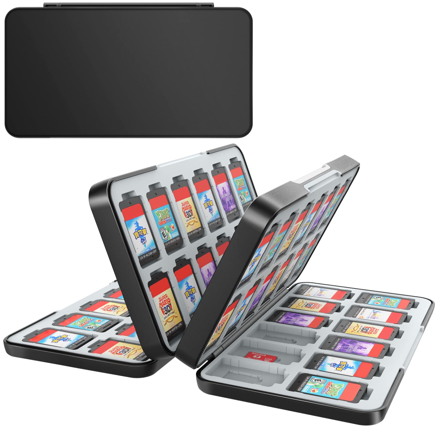 Game Card Case for Nintendo Switch Game Card or Micro SD Memory Cards,Portable Switch Game Card Storage with 72 Game Card Slots and 24 Micro SD Card Slots.