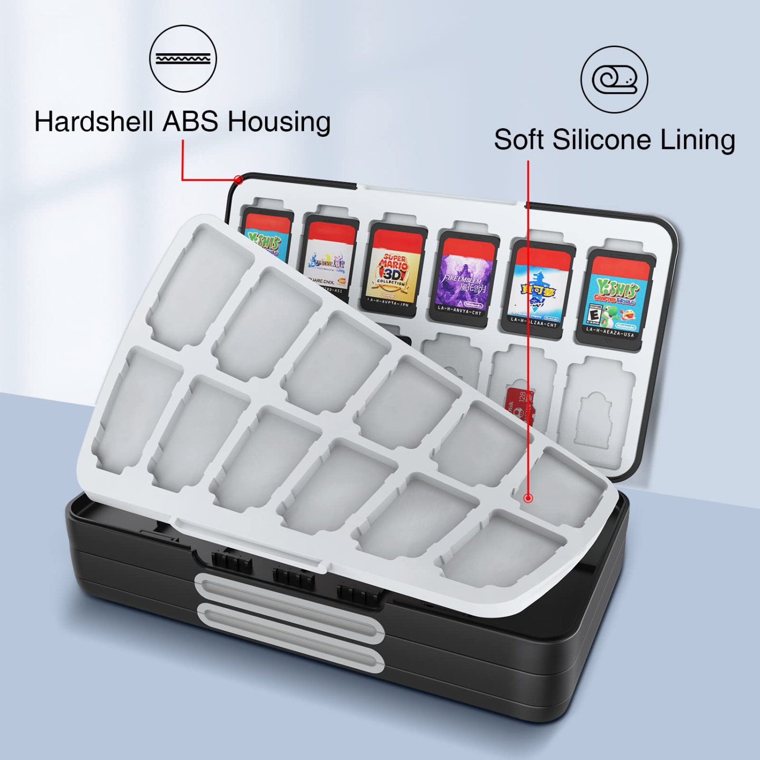 Game Card Case for Nintendo Switch Game Card or Micro SD Memory Cards,Portable Switch Game Card Storage with 72 Game Card Slots and 24 Micro SD Card