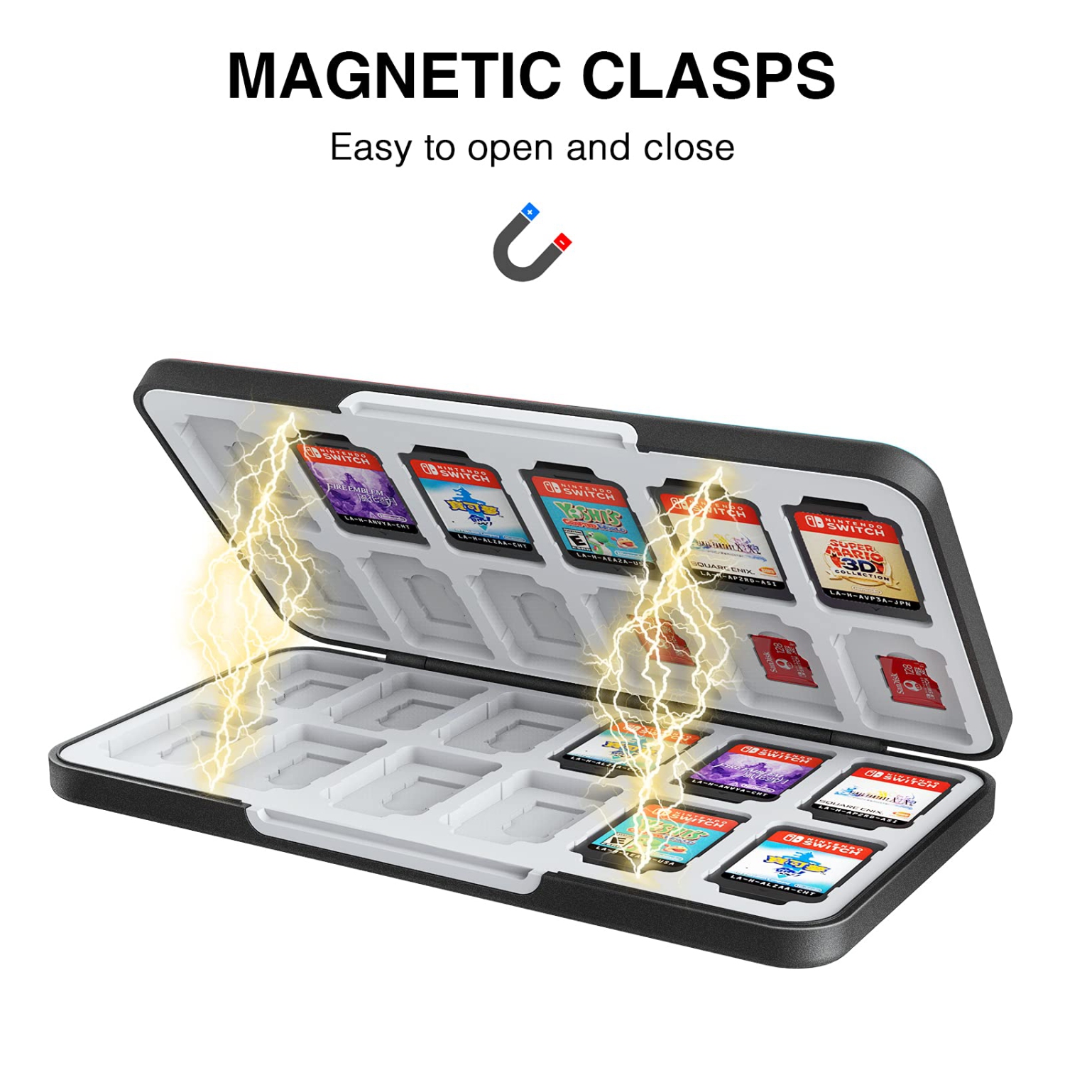 Game Card Case for Nintendo Switch Game Card, Carbon Fibre Surface Processes Design Switch Game Memory Card Storage with 24 Game Card Slots and 24