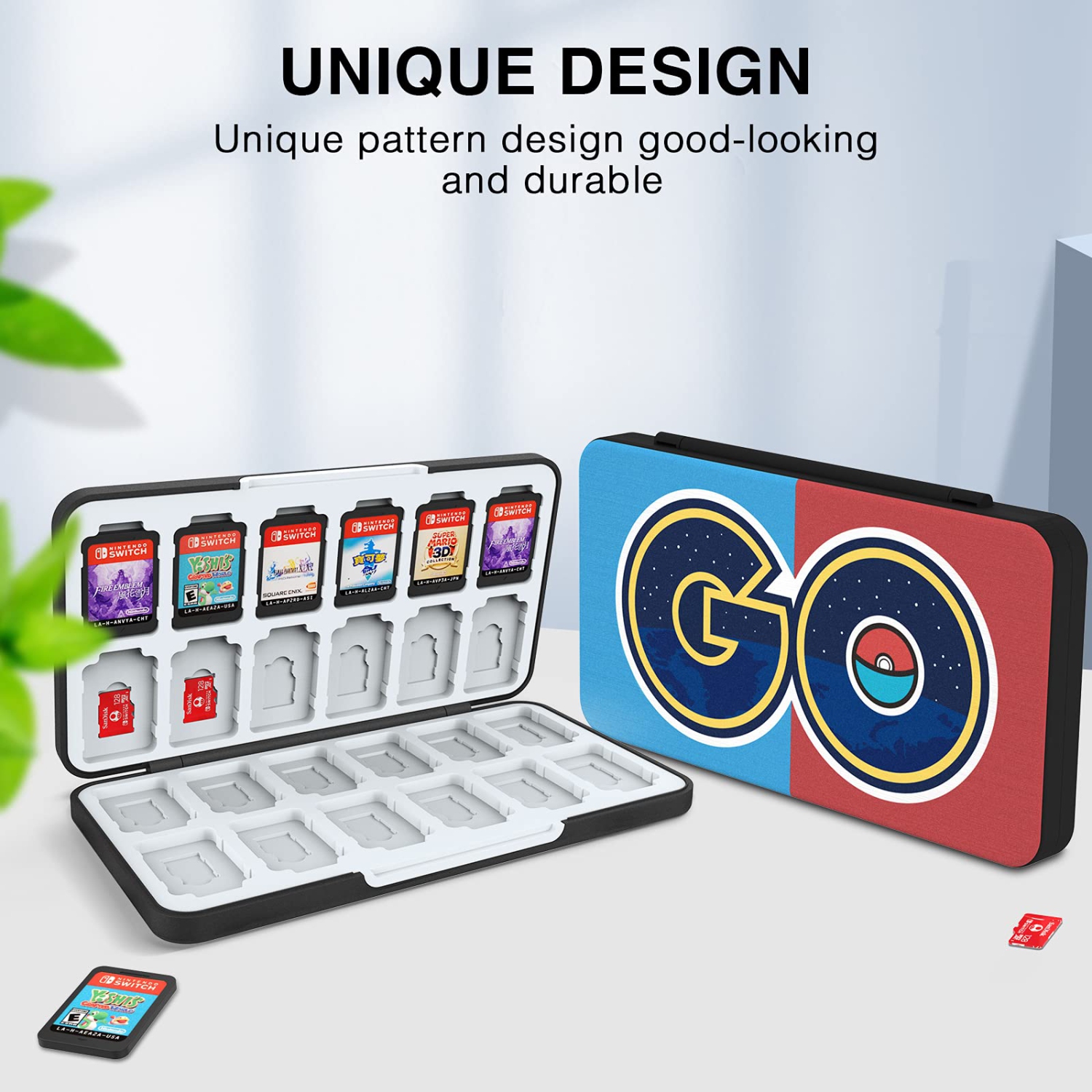 Game Card Case for Nintendo Switch&Switch OLED&Switch Lite Game Card, Custom Pattern Switch Game Memory Card Storage with 24 Game Card Slots and 24