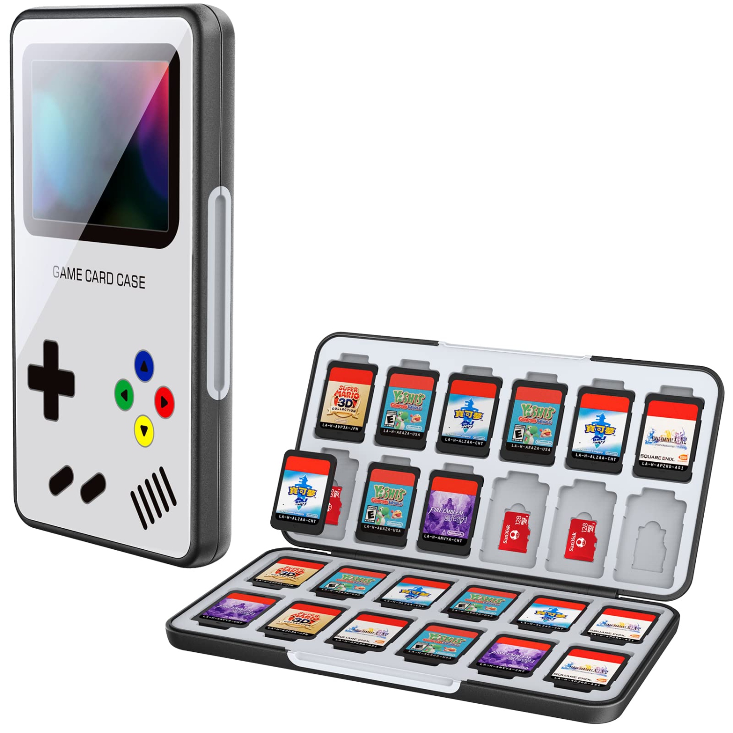 Game Card Case for Nintendo Switch Game Card or Micro SD Memory Cards,Custom Pattern Switch Game Memory Card Storage with 24 Game Card Slots and 24 Micro SD Card Slots.
