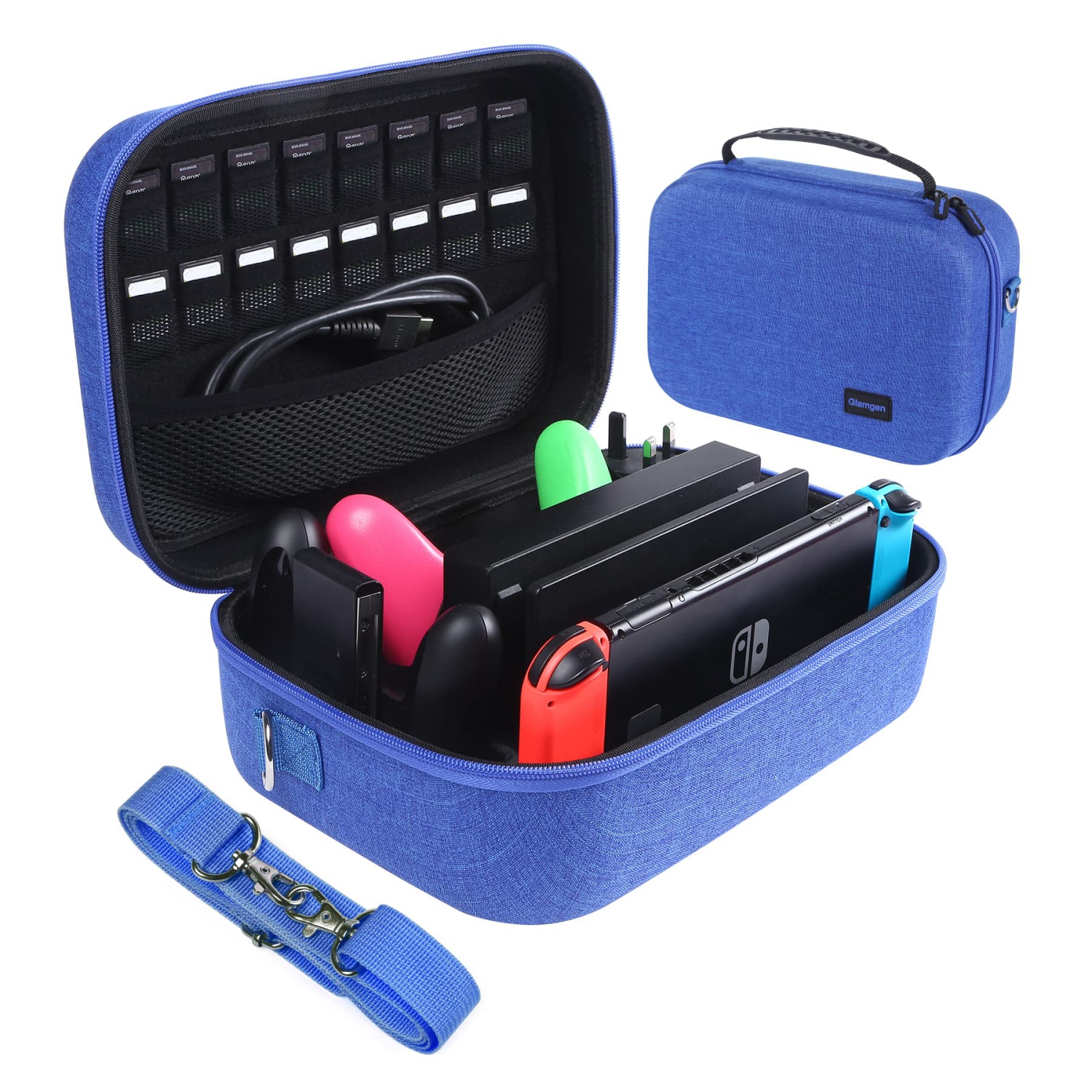 Carrying Storage Case for Nintendo Switch/Switch OLED Model,Large Protective Travel Hardshell Messenger Bag for Switch Console, 16 Game Cards