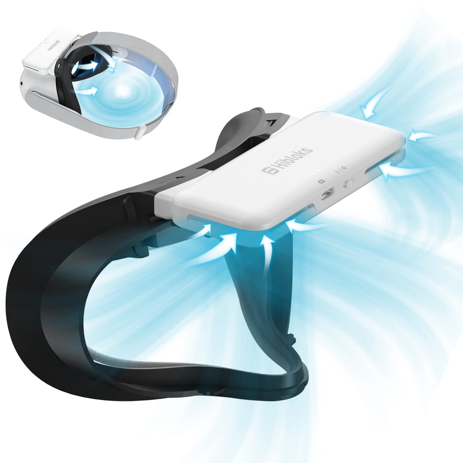 HiBloks Cooling Fan Face Cover for Meta/Oculus Quest 2 Accessories, Soft Lycra Cotton Face Cover, Quest 2 Cooling Fan Active Air Circulation