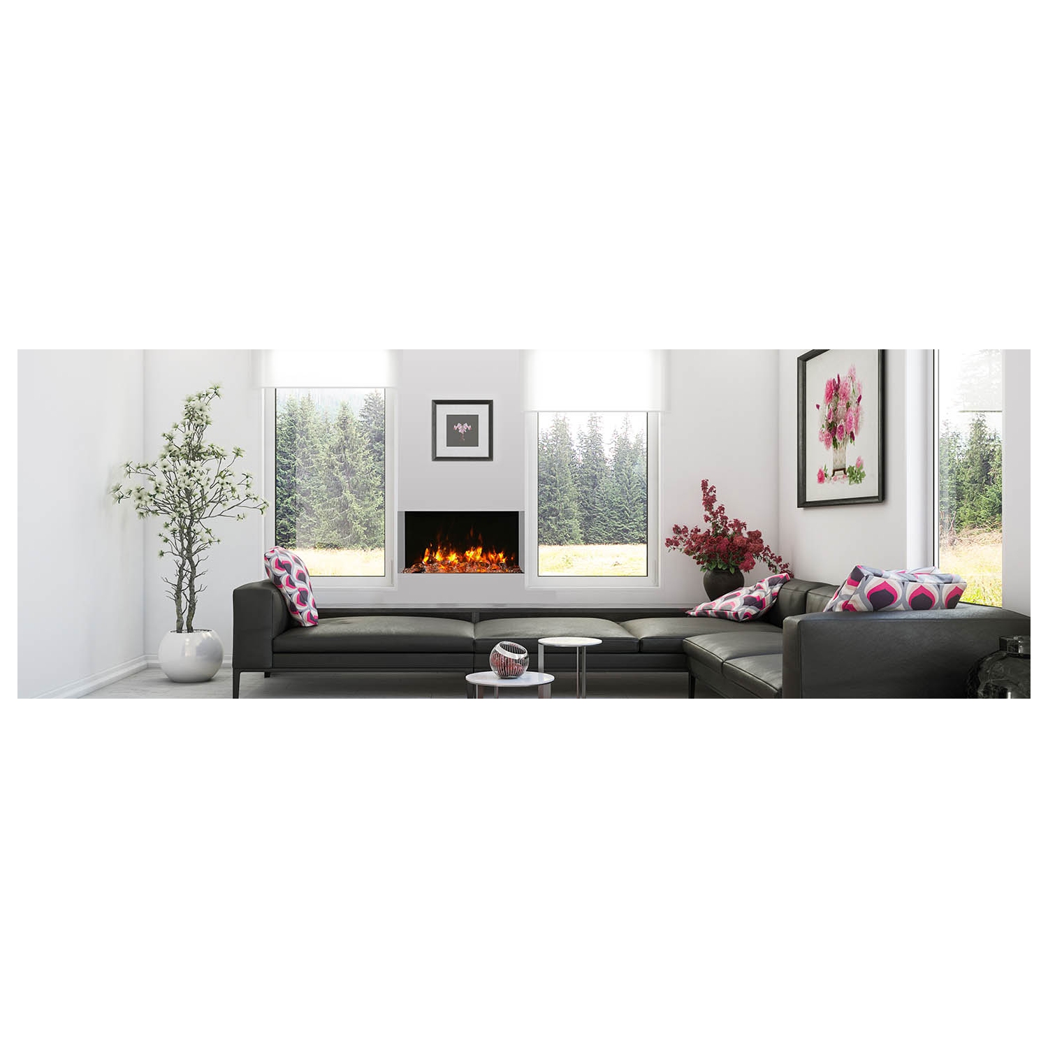 Amantii 60-TRV-SLIM-OOB-1 - Refurbished(Fair)- sided glass electric fireplace