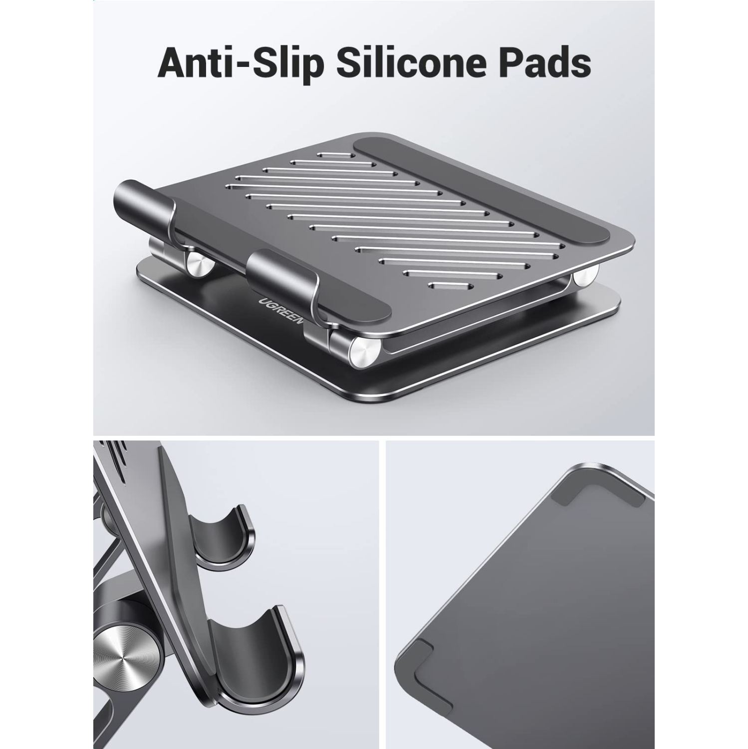 Tablet Stand Holder for Desk, Aluminum Desktop Tablet Holder Dock Adjustable Foldable Riser Compatible with iPad Pro 12.9, 9.7, 10.5, iPad Air, iPad