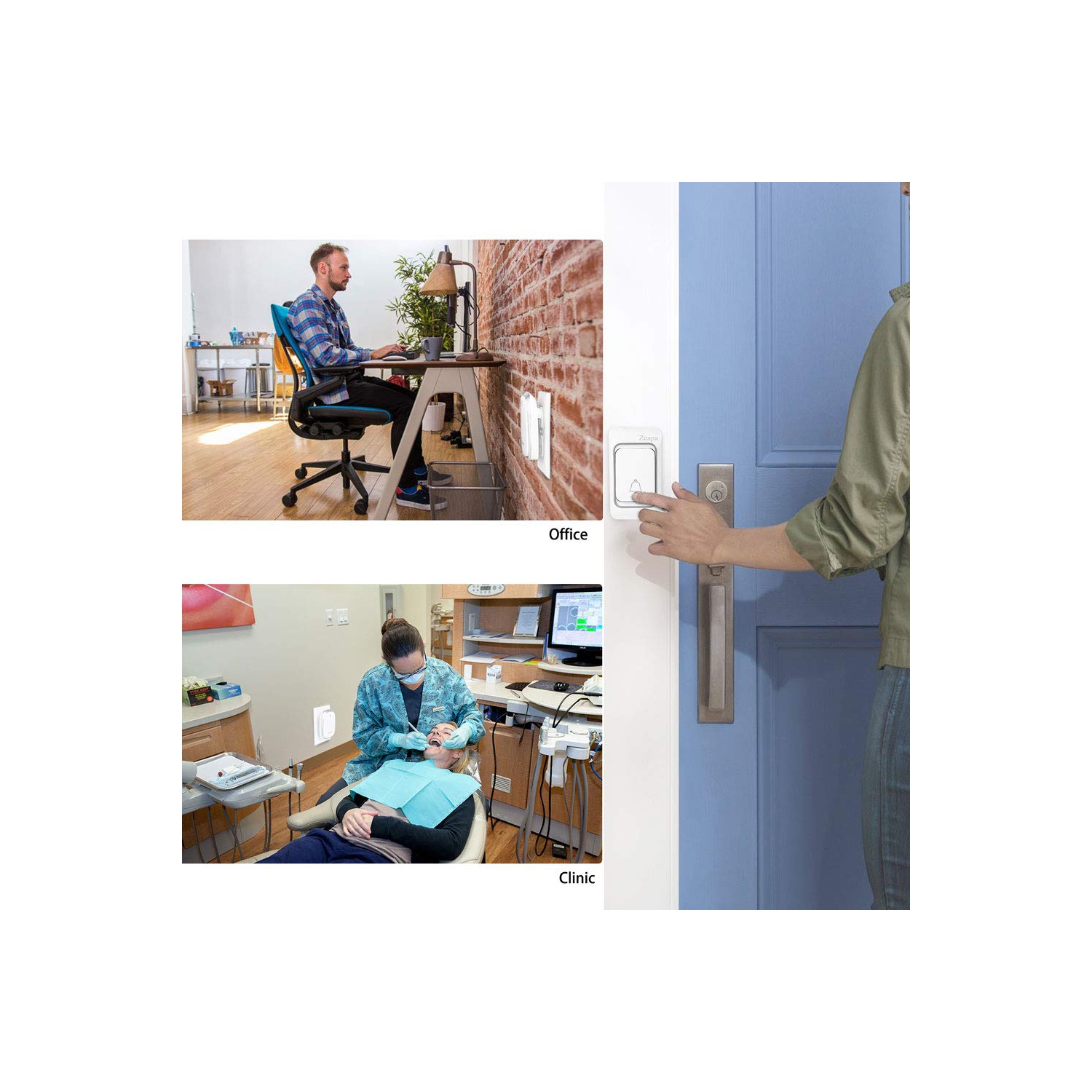 Wireless Doorbell, 2-Plugin Receivers, 2-Transmitters, Battery Included, 1300ft Range, 58 Chimes, 4 Volume, Loud, Bright LED Indicator, Waterproof,