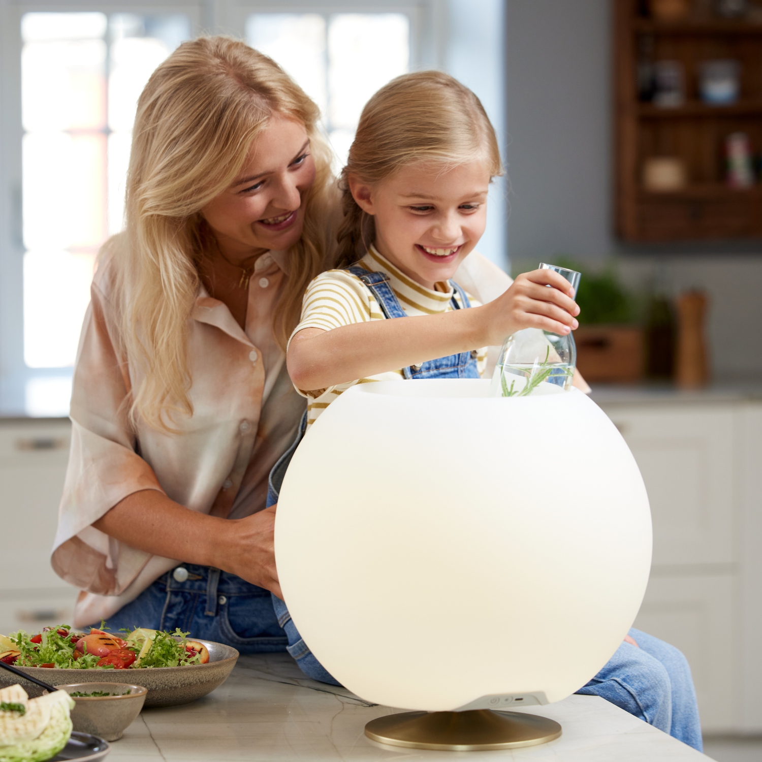 kooduu Sphere Bluetooth Wireless Speaker, Drink Holder and Portable Lamp, Brass