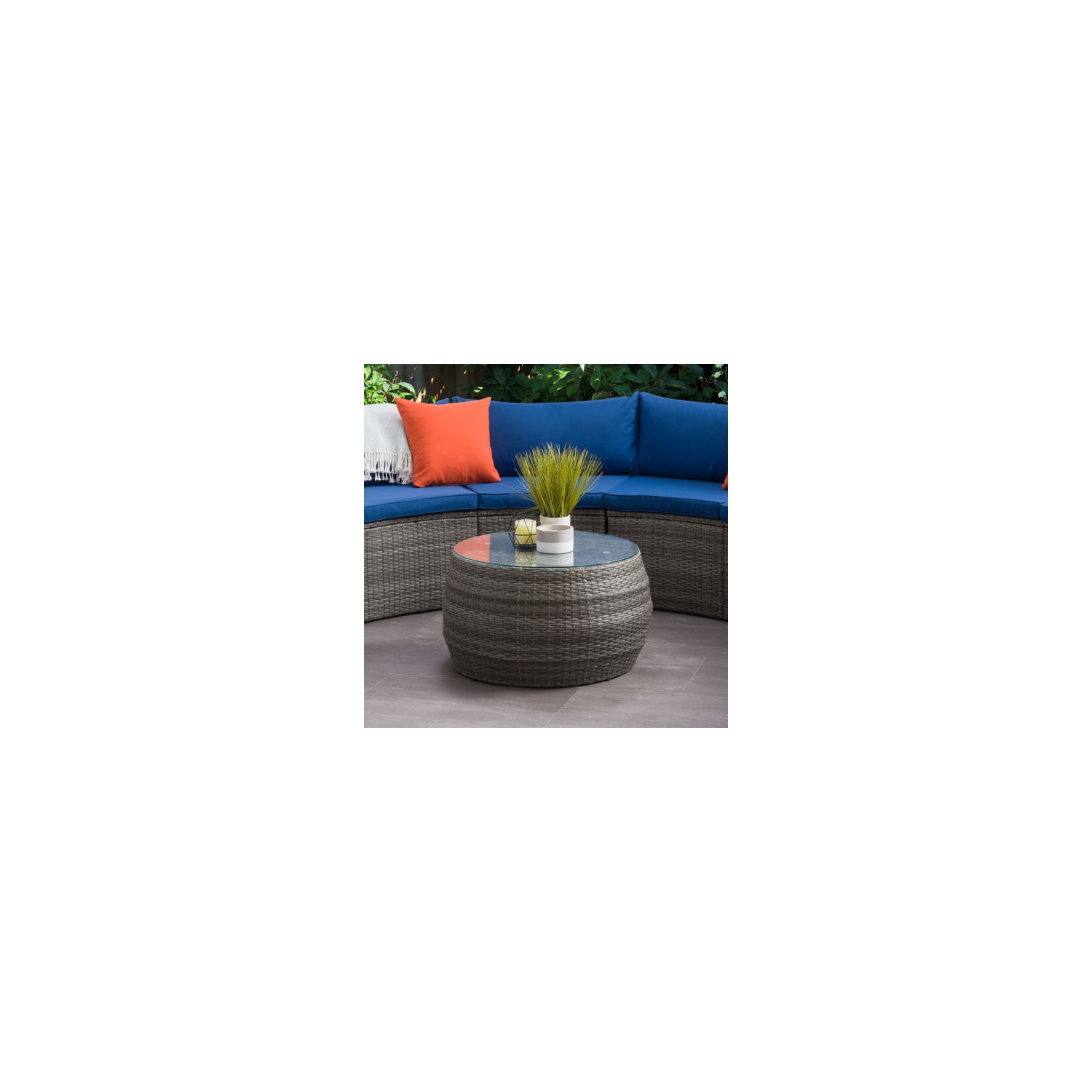 Parksville Modern Round Patio Coffee Table - Grey