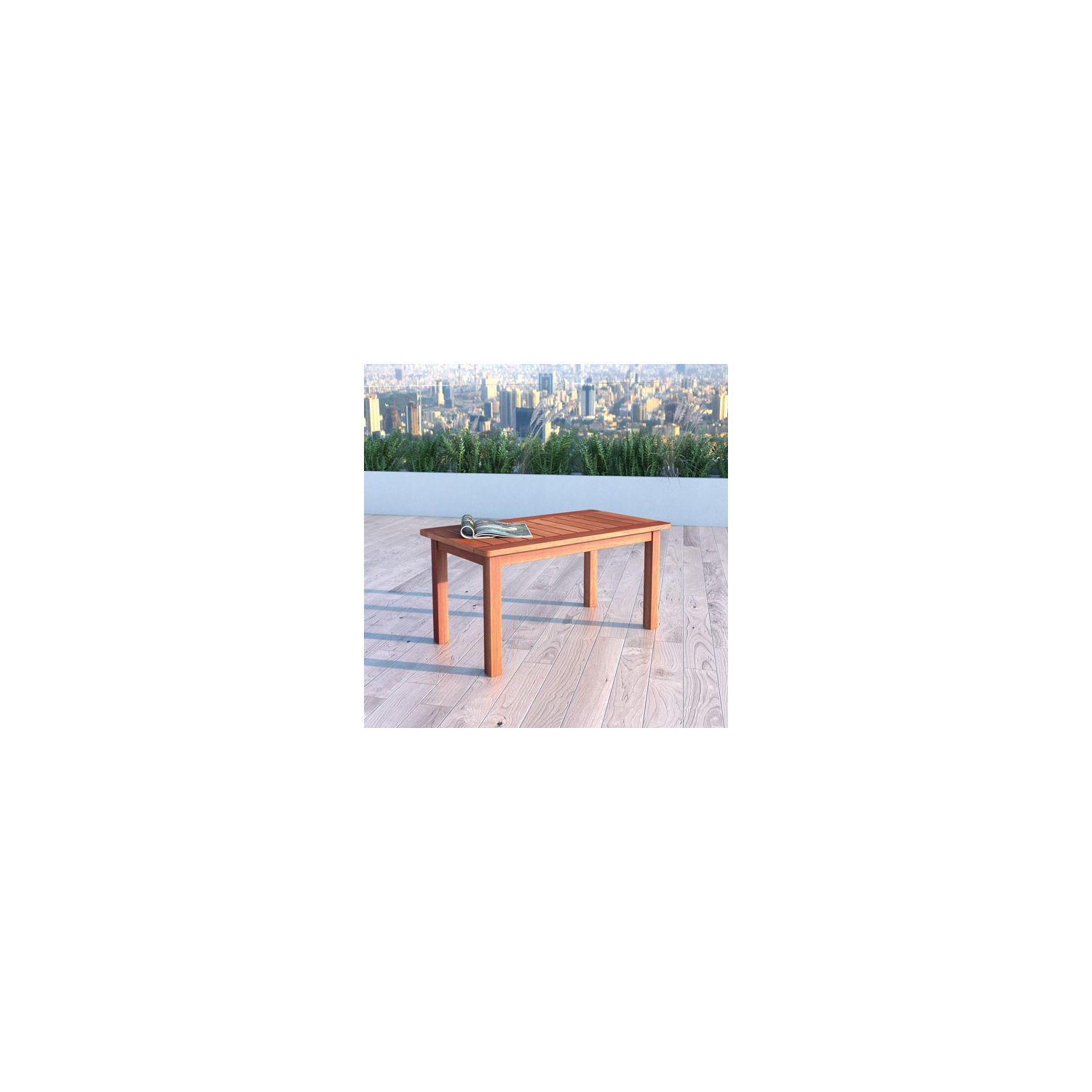 Miramar Contemporary Rectangular Outdoor Coffee Table - Cinnamon Brown