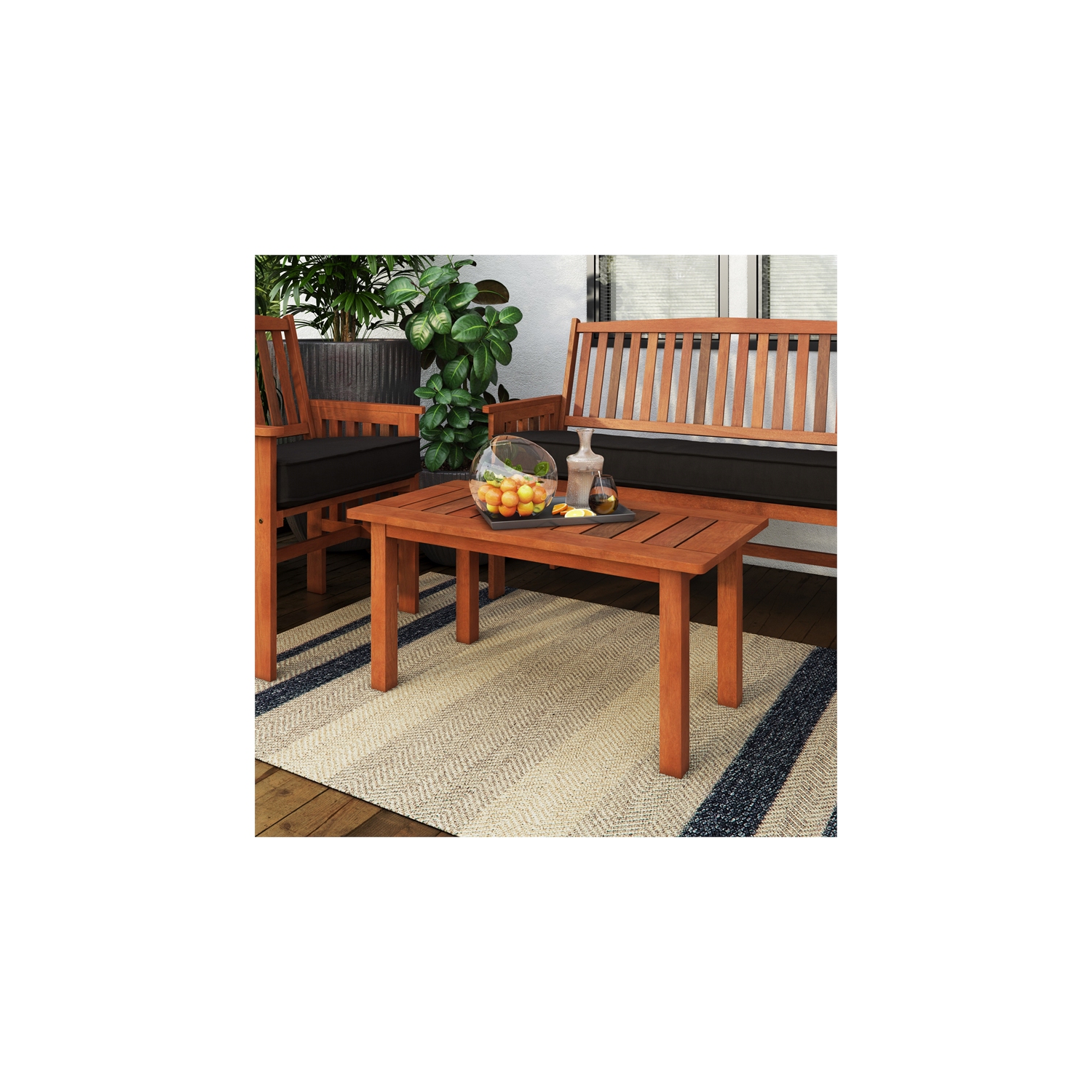 Miramar Contemporary Rectangular Outdoor Coffee Table - Cinnamon Brown