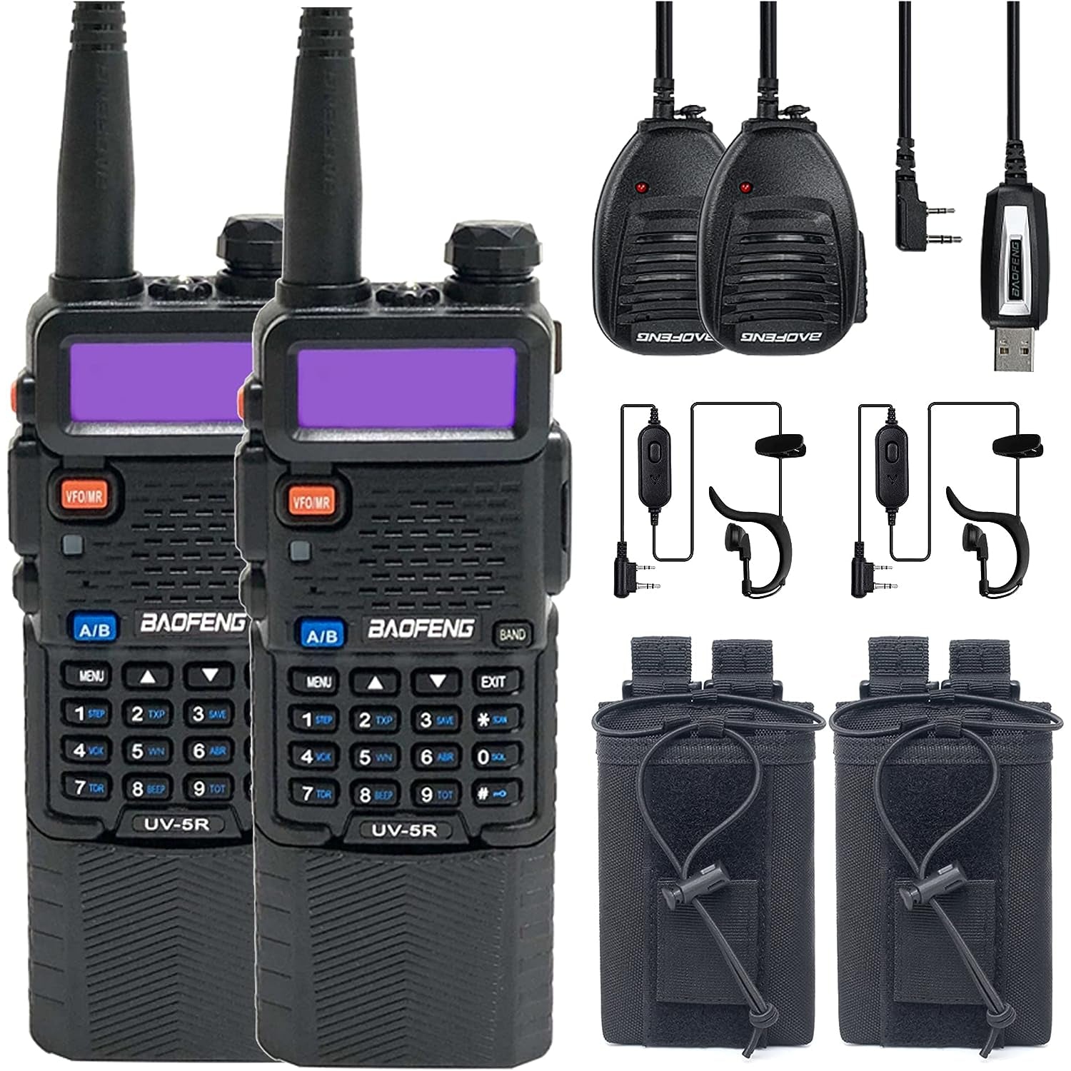 UV-5R 5W Handheld Radios A Set of with 3800mAh Batteries, Cases, Hand  Mics, Earpieces, and One Cable included. Best Buy Canada